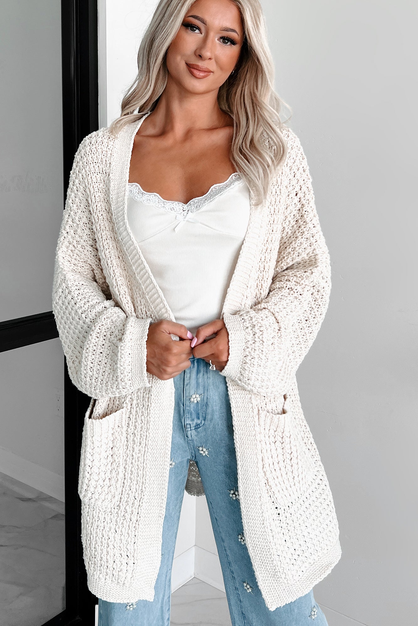 Blessing In Disguise Oversized Cardigan (Beige)-The Formal Wear