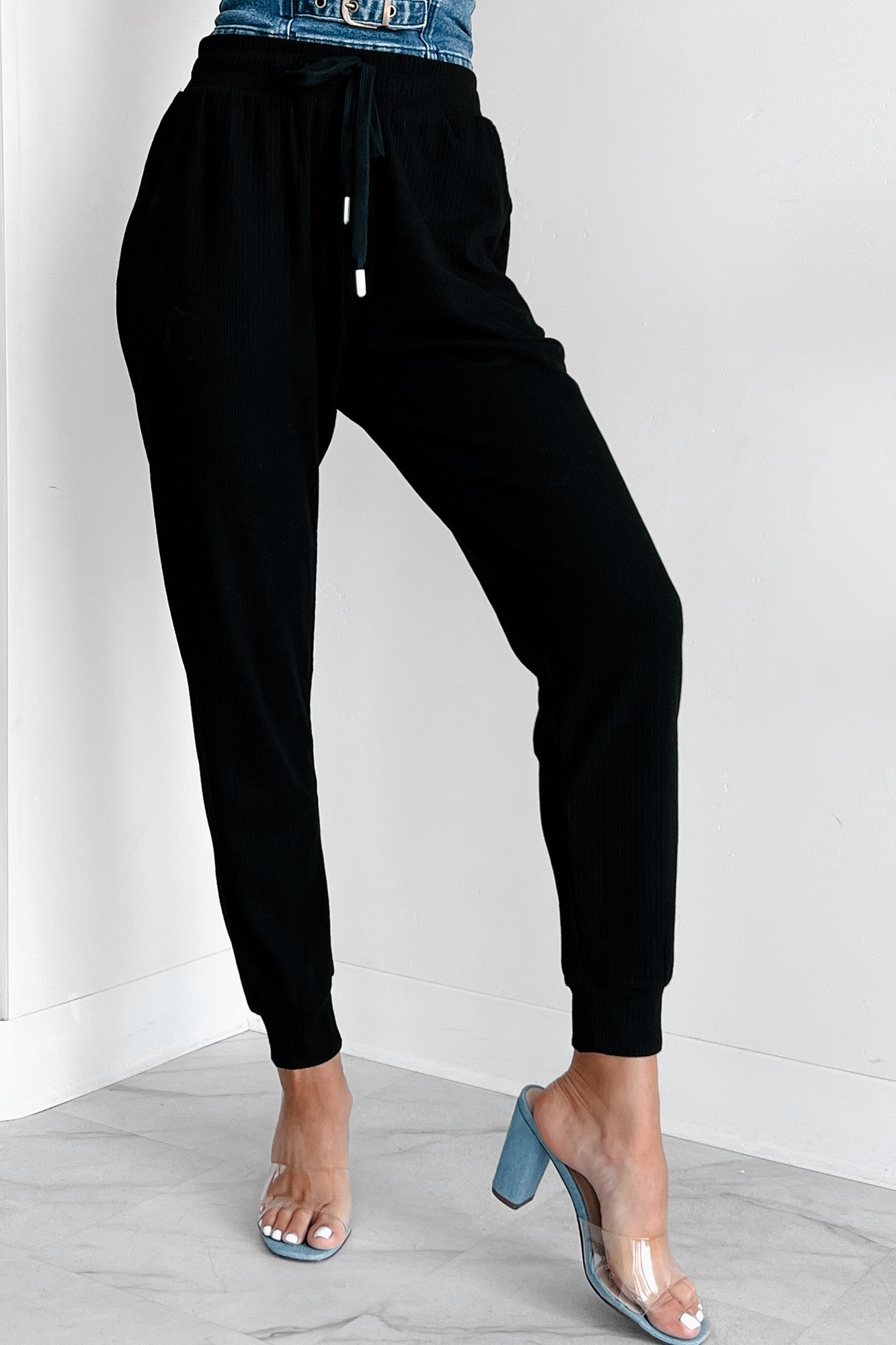 Coveted Comfort Ribbed Knit Joggers (Black)-The Formal Wear