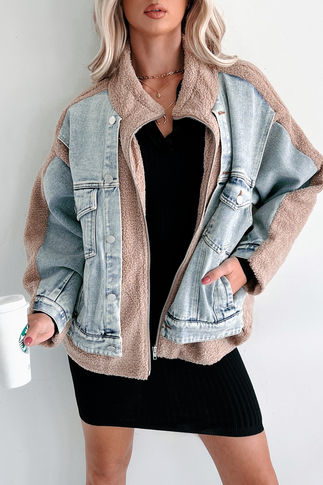 Call It Cozy Denim Teddy Jacket (Multi)-The Formal Wear