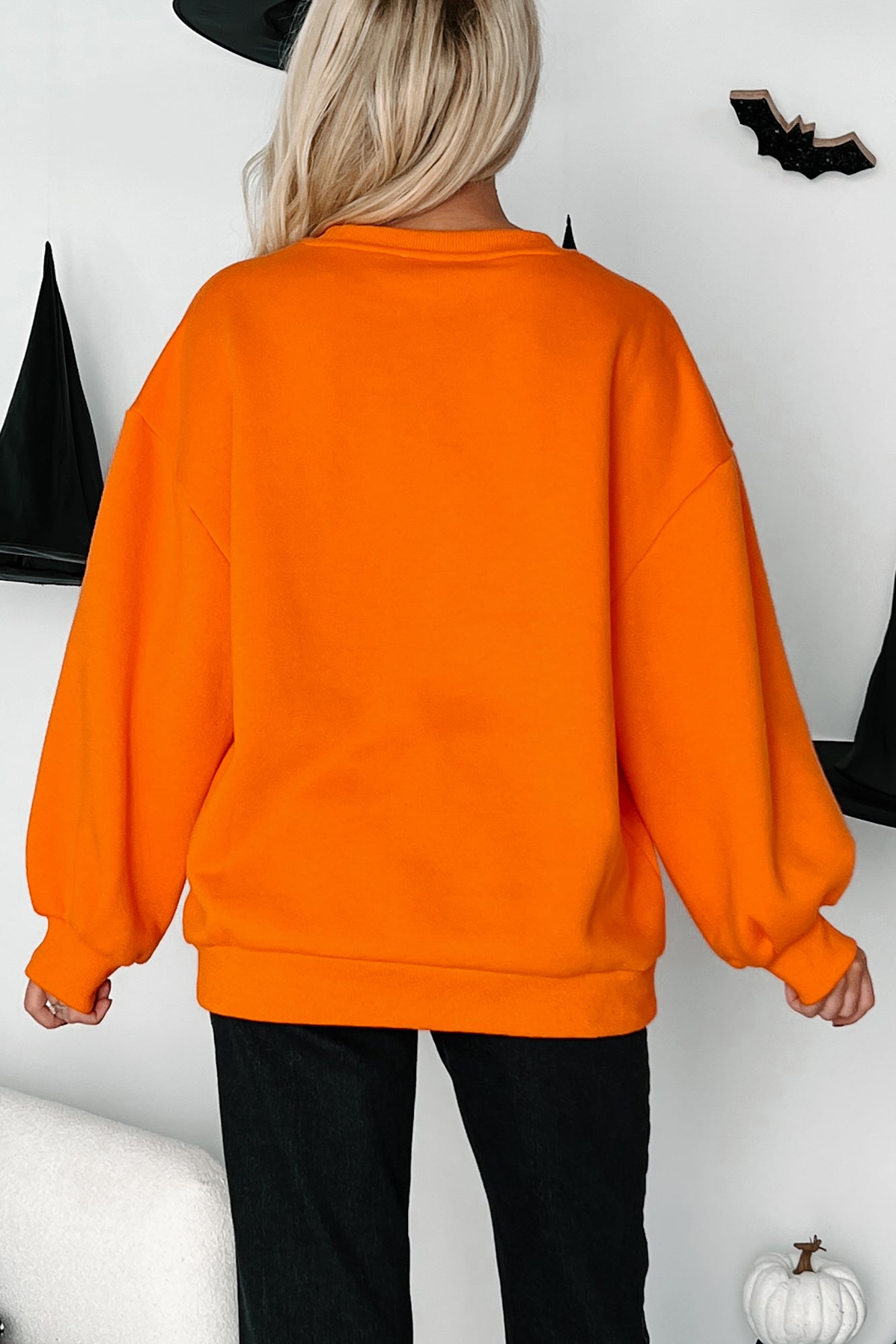 Dancing Critters Sequin Halloween Crewneck (Pumpkin)-The Formal Wear