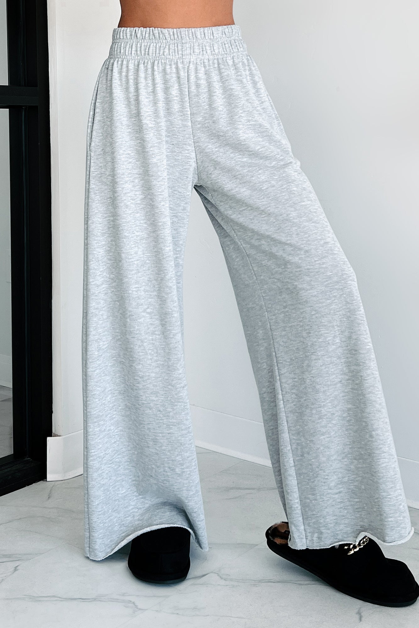 Chasing Relaxation Wide Leg Lounge Pants (Heather Grey)-The Formal Wear