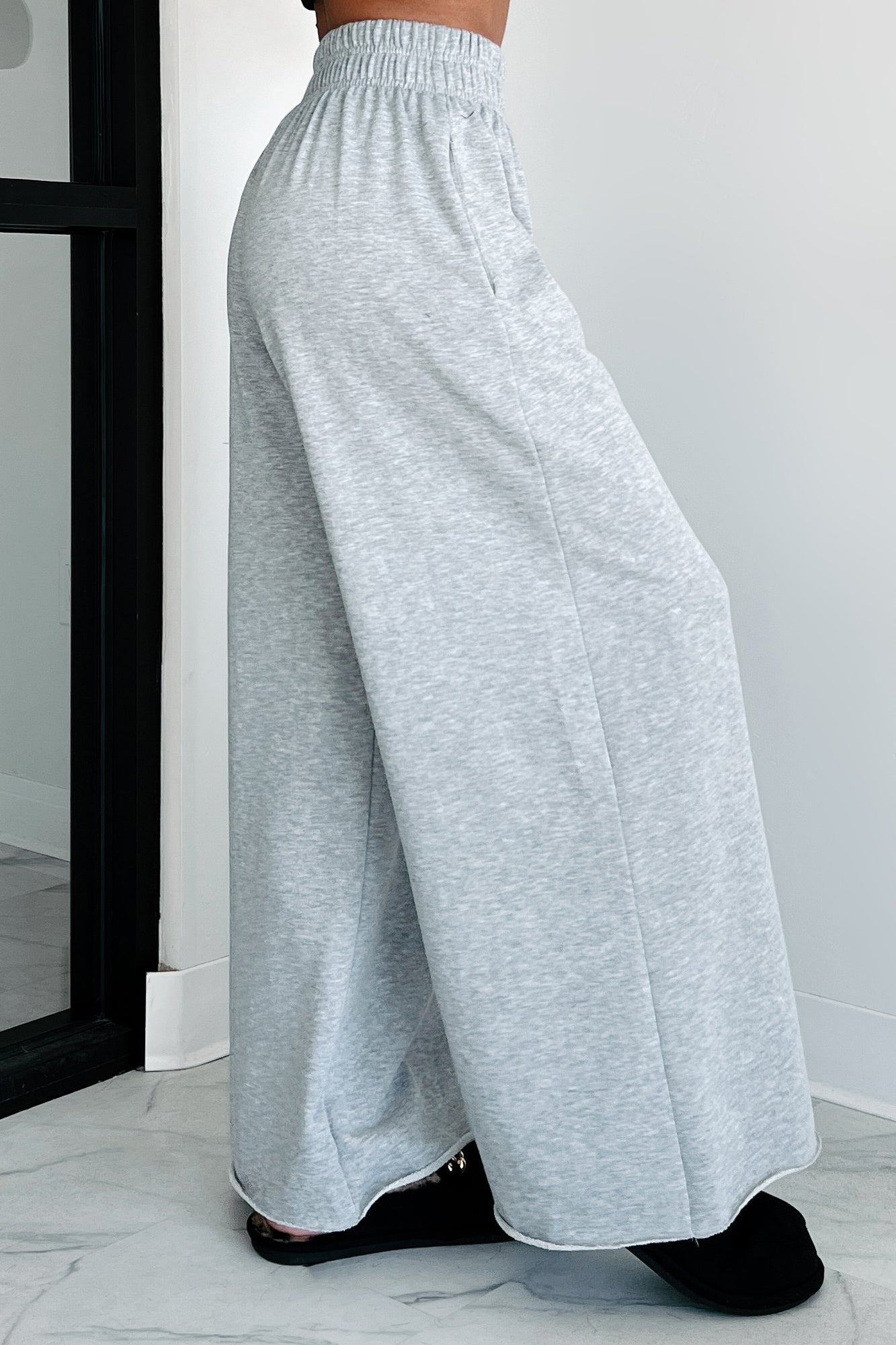 Chasing Relaxation Wide Leg Lounge Pants (Heather Grey)-The Formal Wear