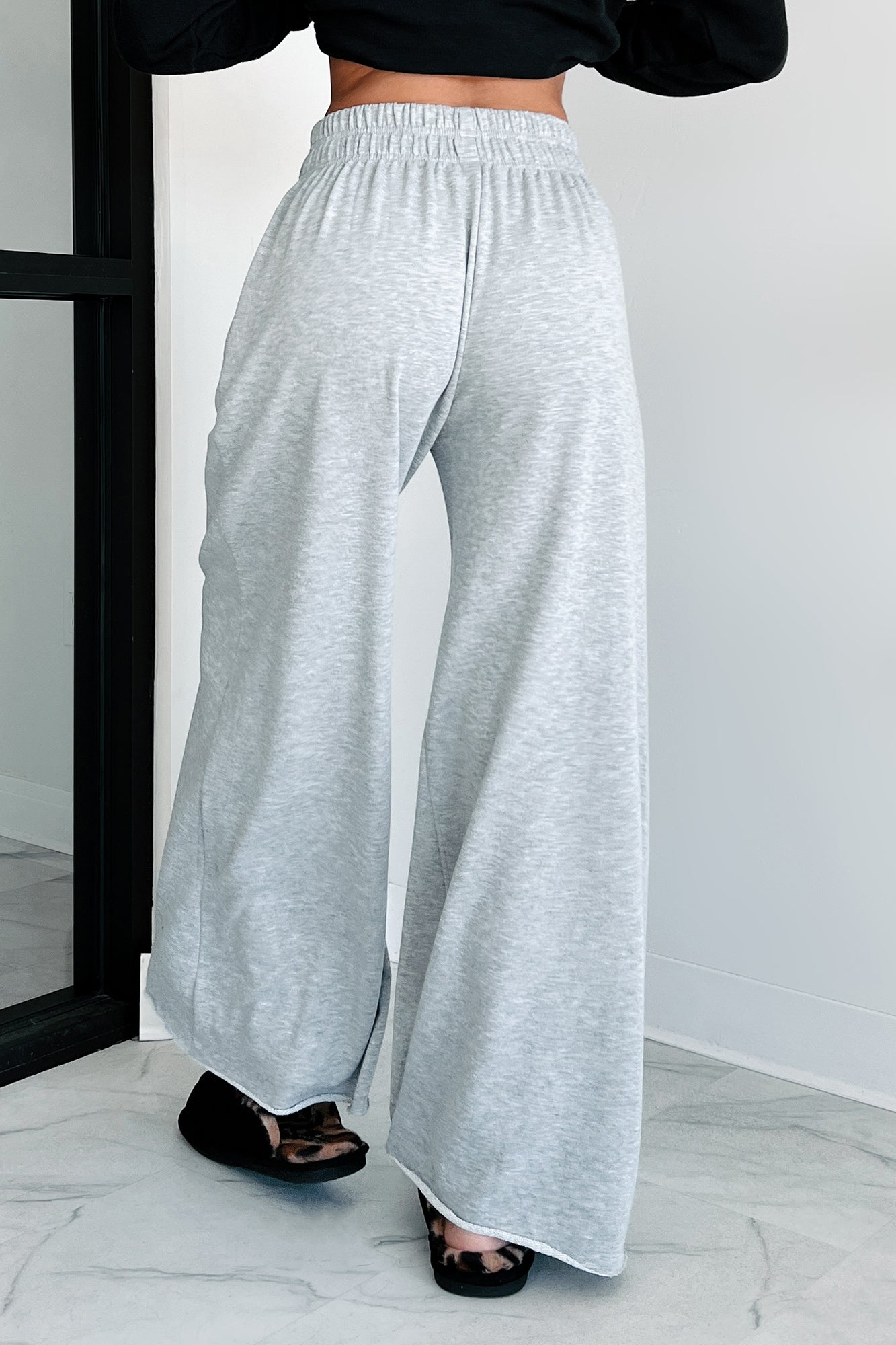Chasing Relaxation Wide Leg Lounge Pants (Heather Grey)-The Formal Wear