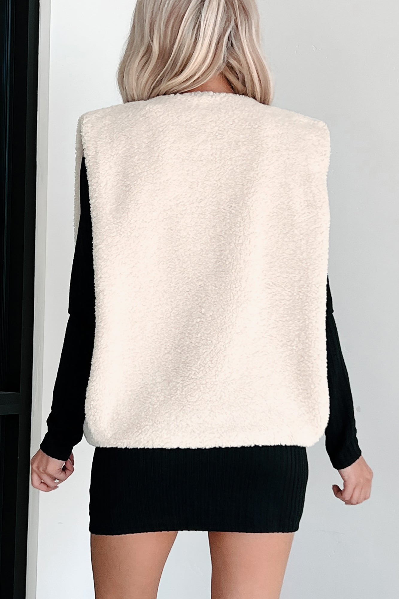 Took A Chance Oversized Sherpa Vest (Cream)-The Formal Wear