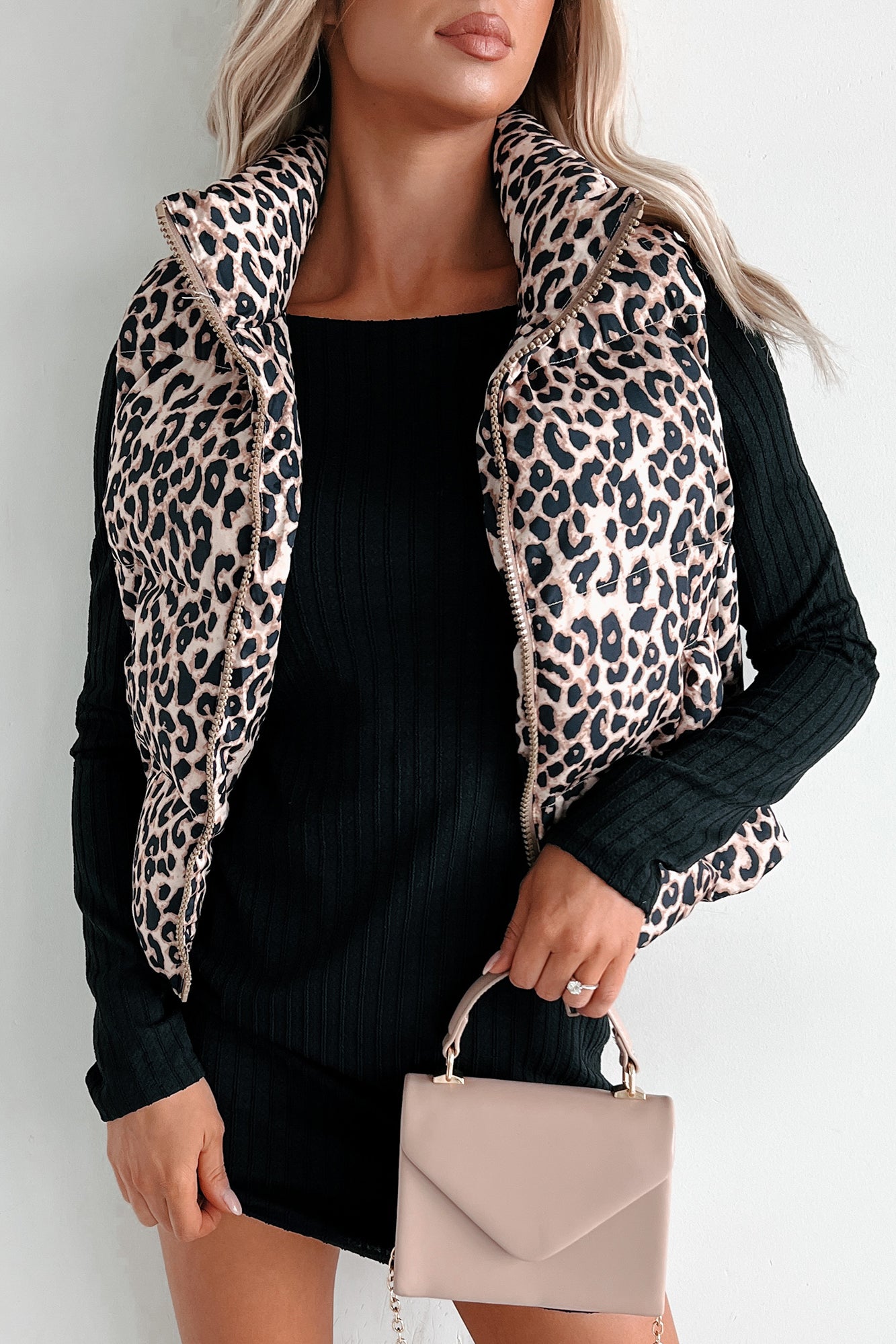 Trendy Tips Leopard Print Puffer Vest (Leopard)-The Formal Wear