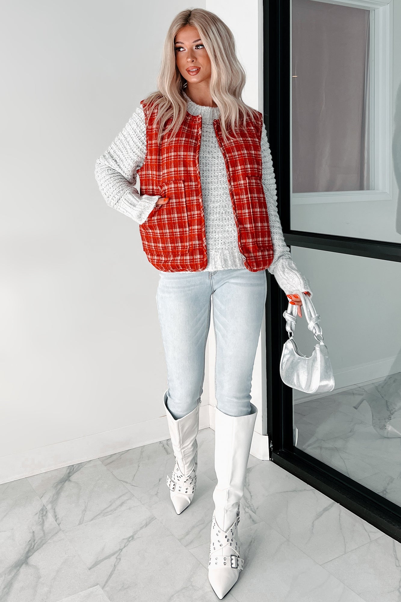 Fireside Chats Quilted Plaid Vest (Red Plaid)-The Formal Wear