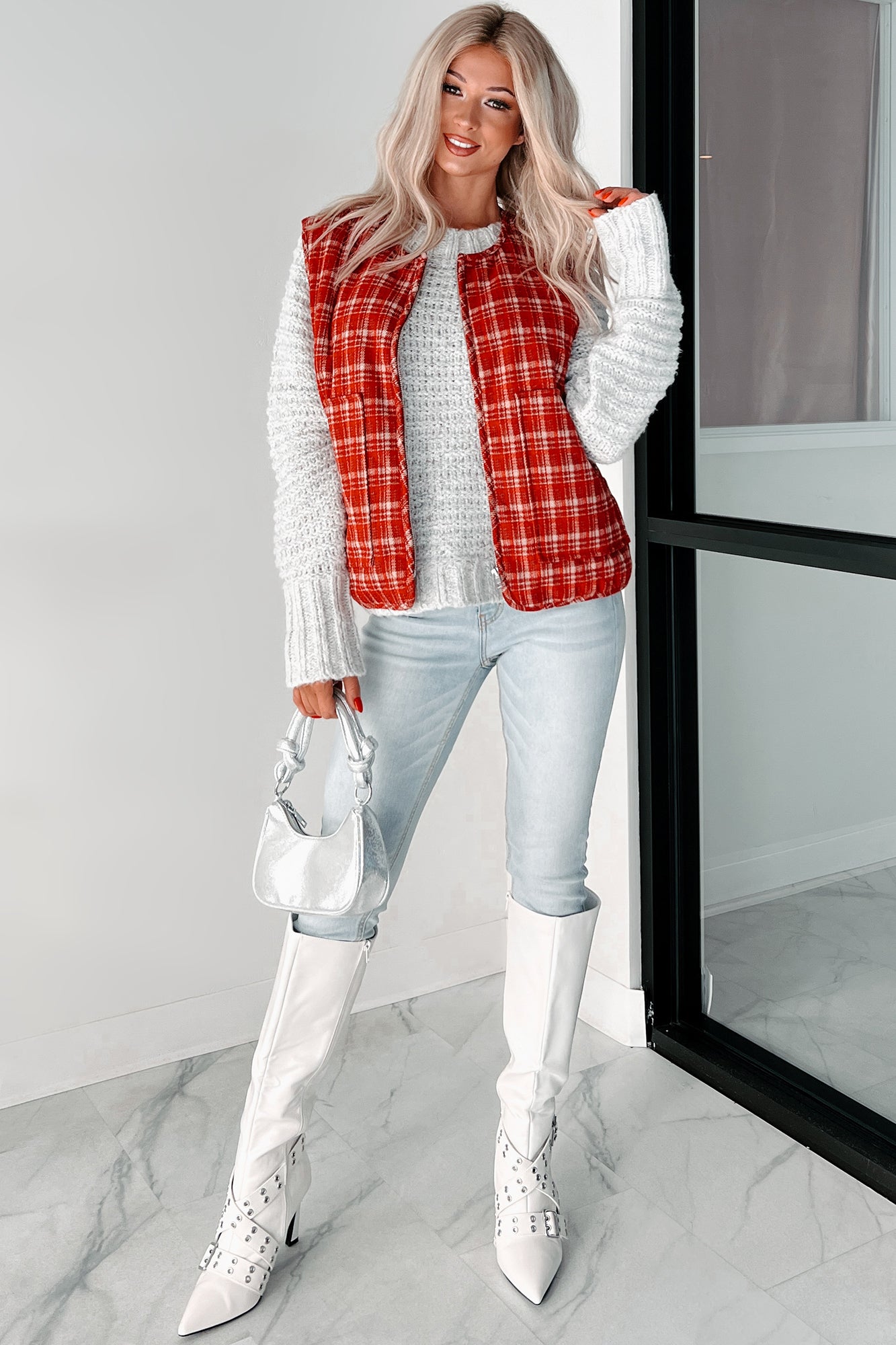 Fireside Chats Quilted Plaid Vest (Red Plaid)-The Formal Wear