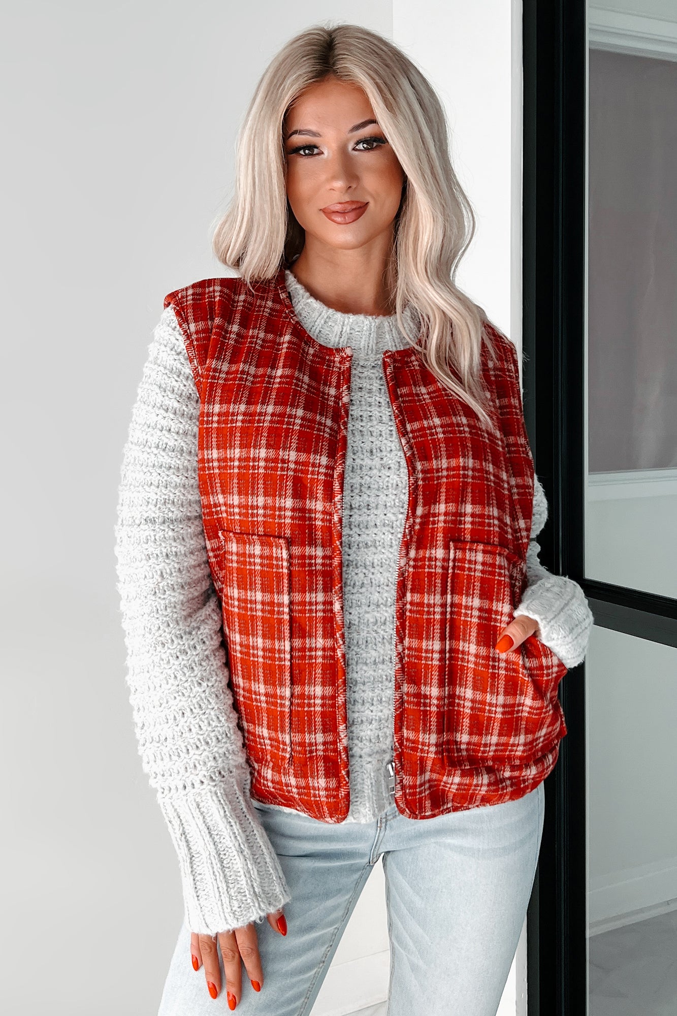 Fireside Chats Quilted Plaid Vest (Red Plaid)-The Formal Wear