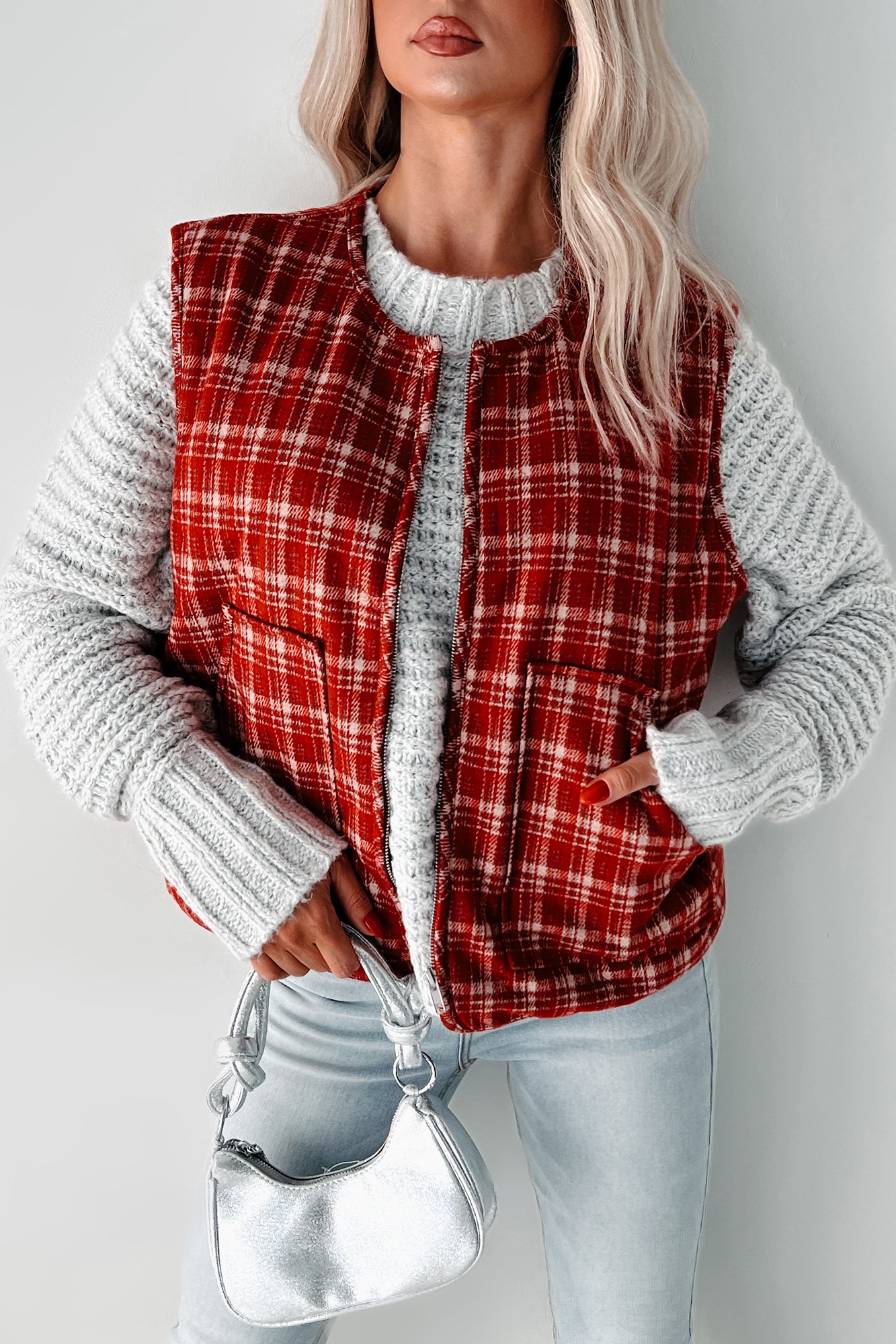 Fireside Chats Quilted Plaid Vest (Red Plaid)-The Formal Wear