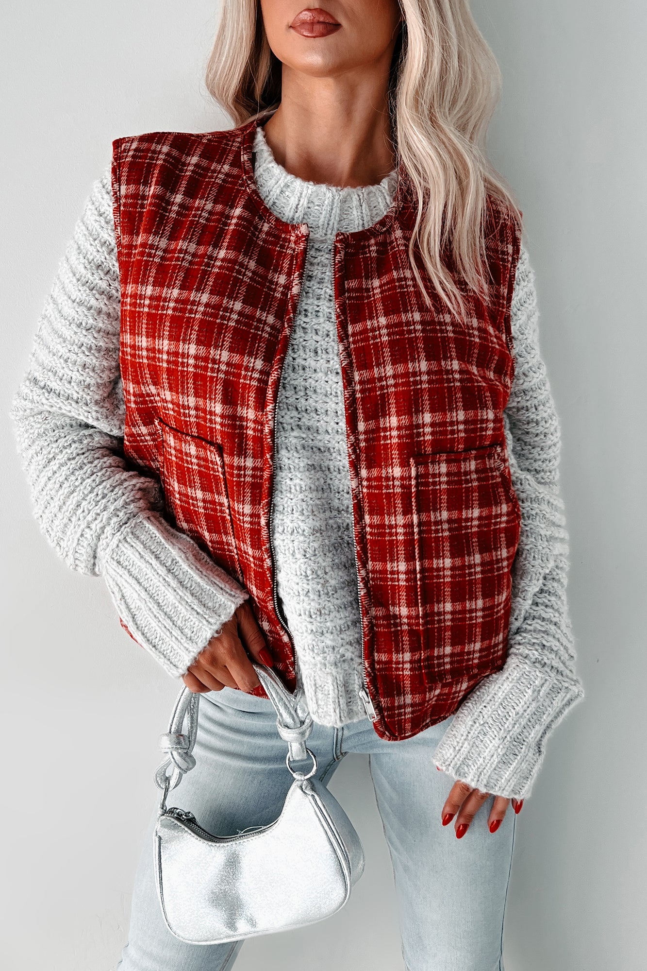 Fireside Chats Quilted Plaid Vest (Red Plaid)-The Formal Wear
