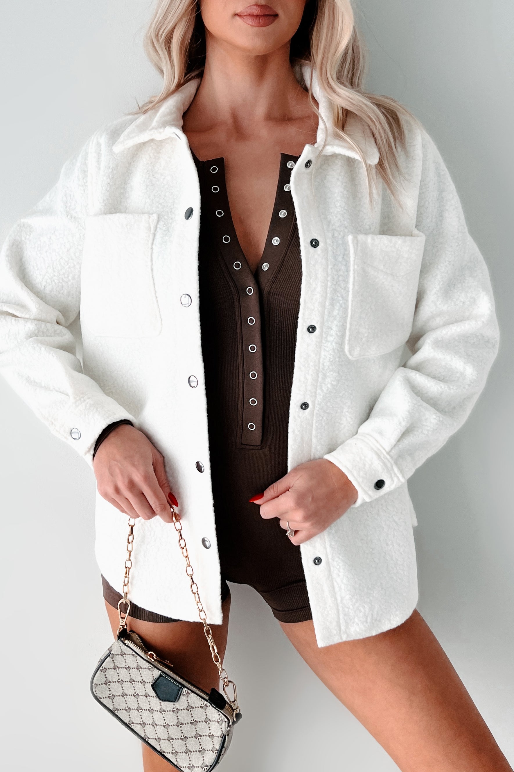 DOORBUSTER Pure Charm Textured Shacket (Ivory)-The Formal Wear