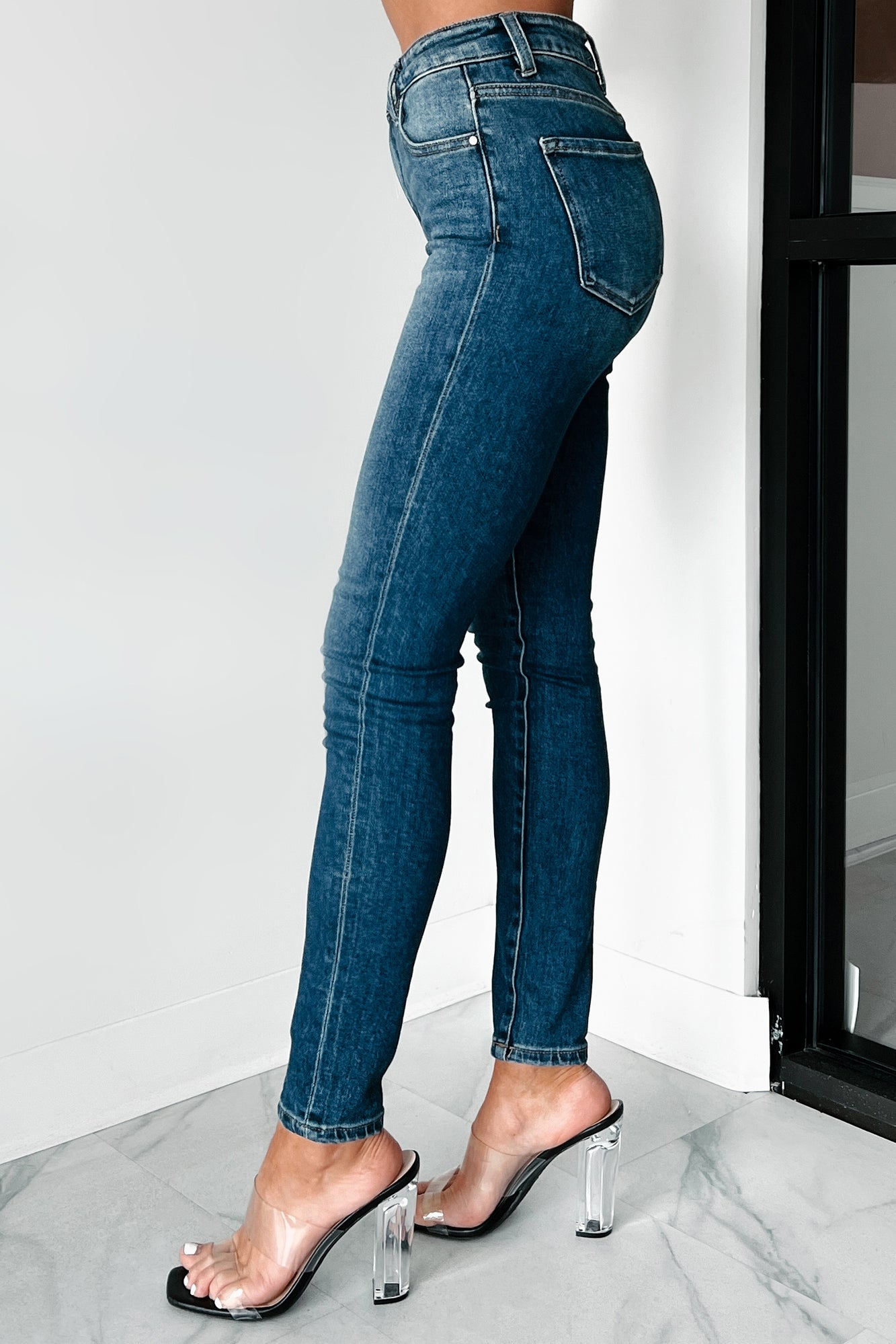 Acacia High Rise Non-Distressed Risen Skinny Jeans (Dark)-The Formal Wear