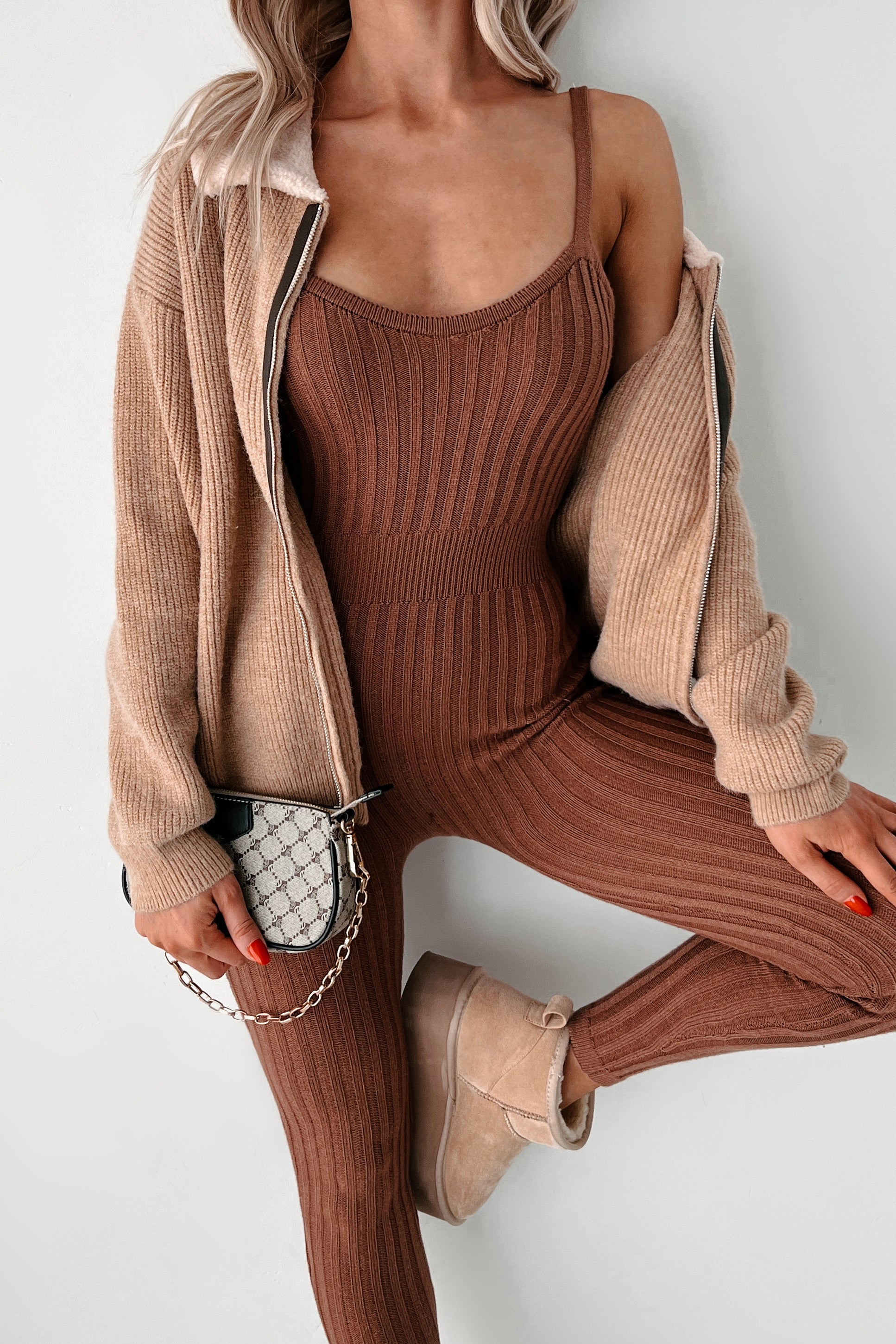 Cappuccino Cozy Sherpa Collar Sweater Jacket (Taupe)-The Formal Wear