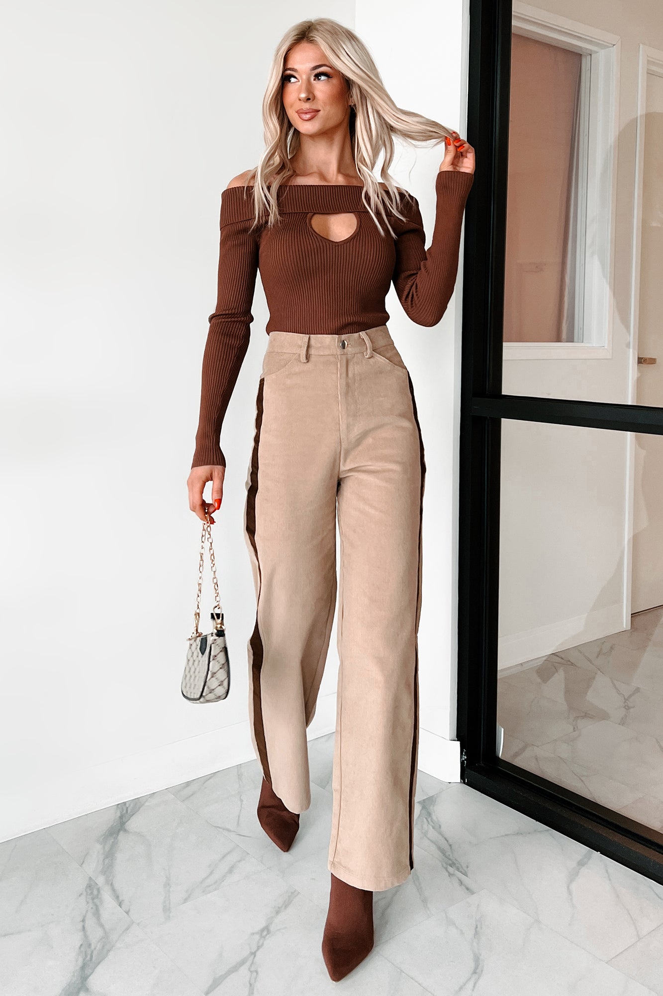 Pablo Side Stripe Corduroy Pants (Taupe)-The Formal Wear
