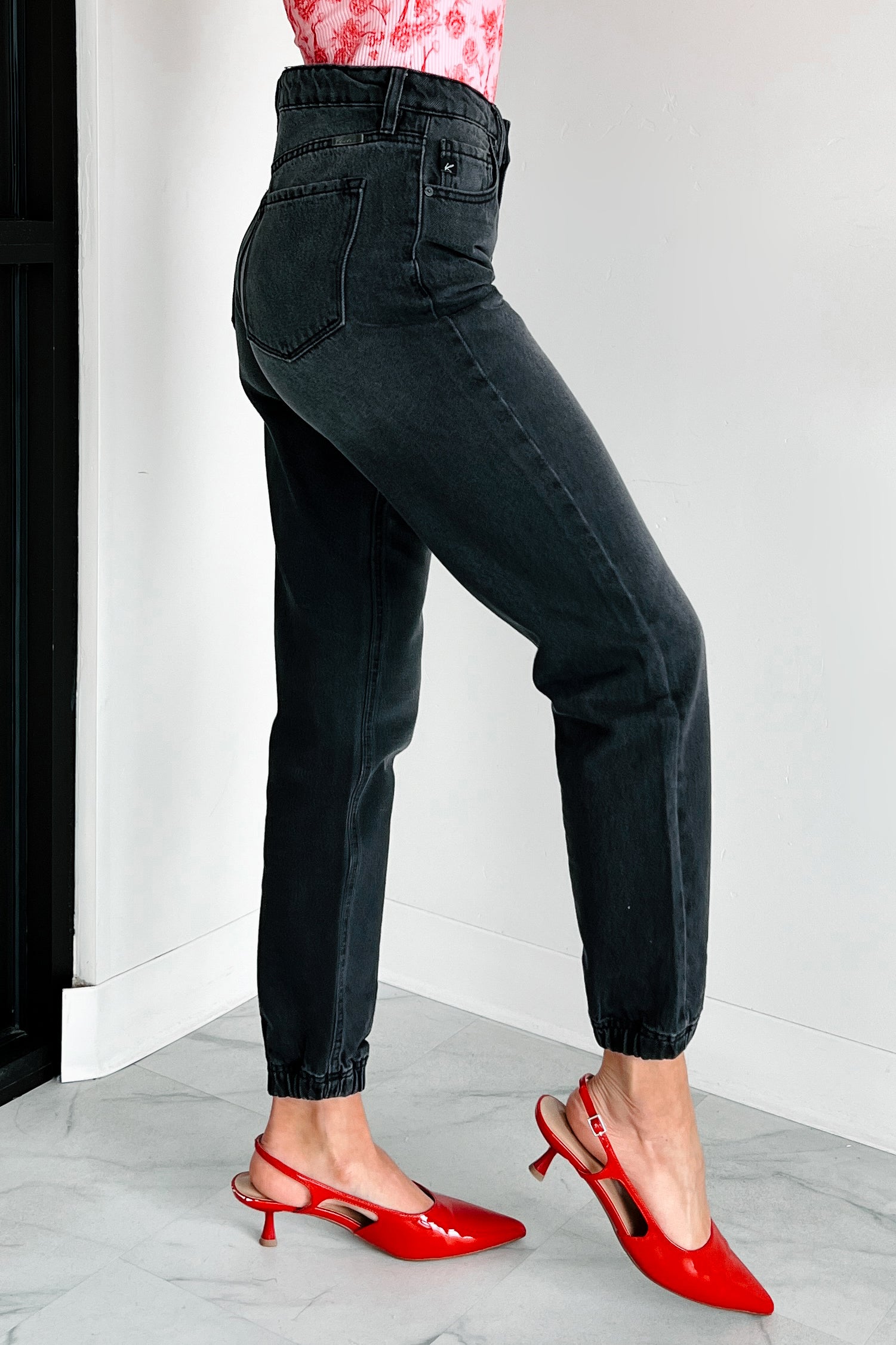 Sean High Rise Button Fly Kancan Jogger Jeans (Grey)-The Formal Wear