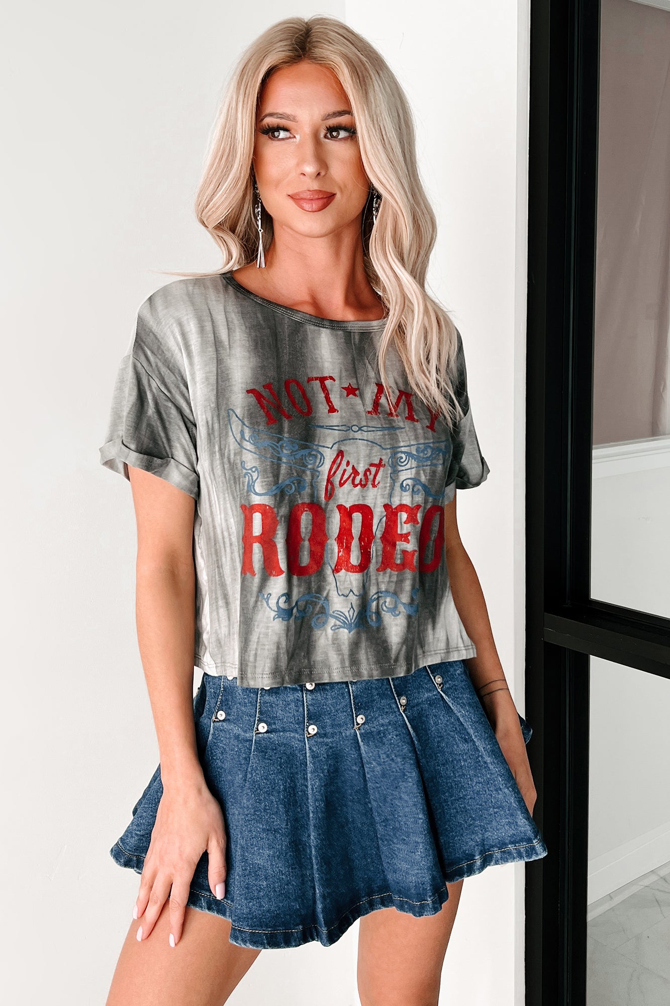 Back In The Chute Graphic Tie Dye Top (Charcoal)-The Formal Wear