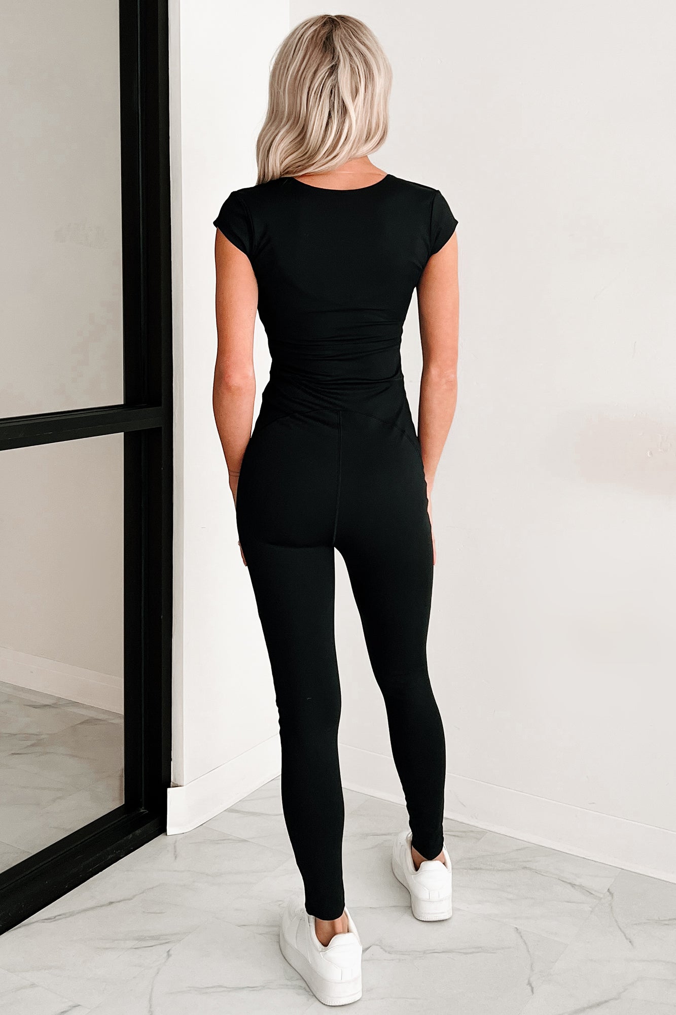 Sleek As The Night Deep V Catsuit (Black)-The Formal Wear