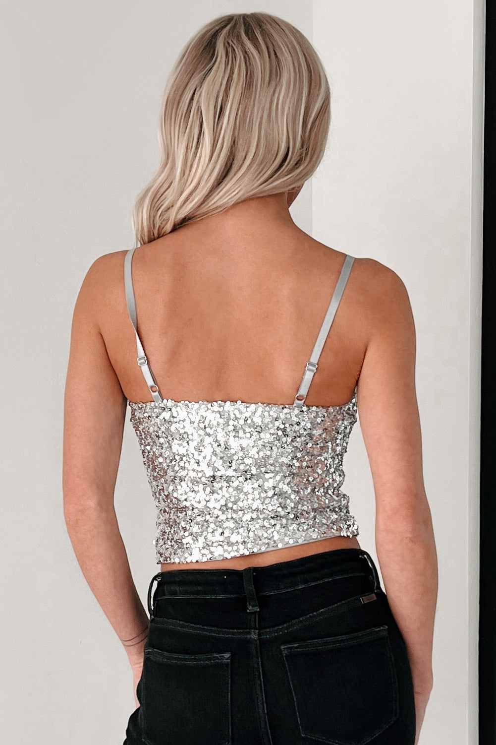 Gleaming Goddess Sequin Corset Top (Grey/Silver)-The Formal Wear