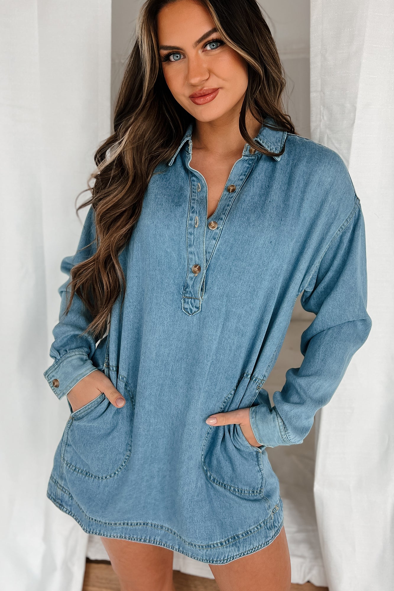 The Perfect Time & Place Denim Shirt Dress (Denim)-The Formal Wear