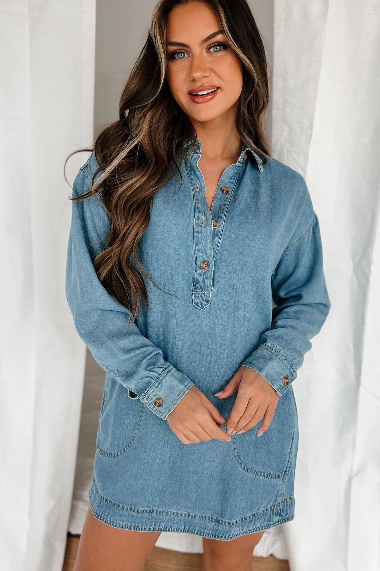 The Perfect Time & Place Denim Shirt Dress (Denim)-The Formal Wear