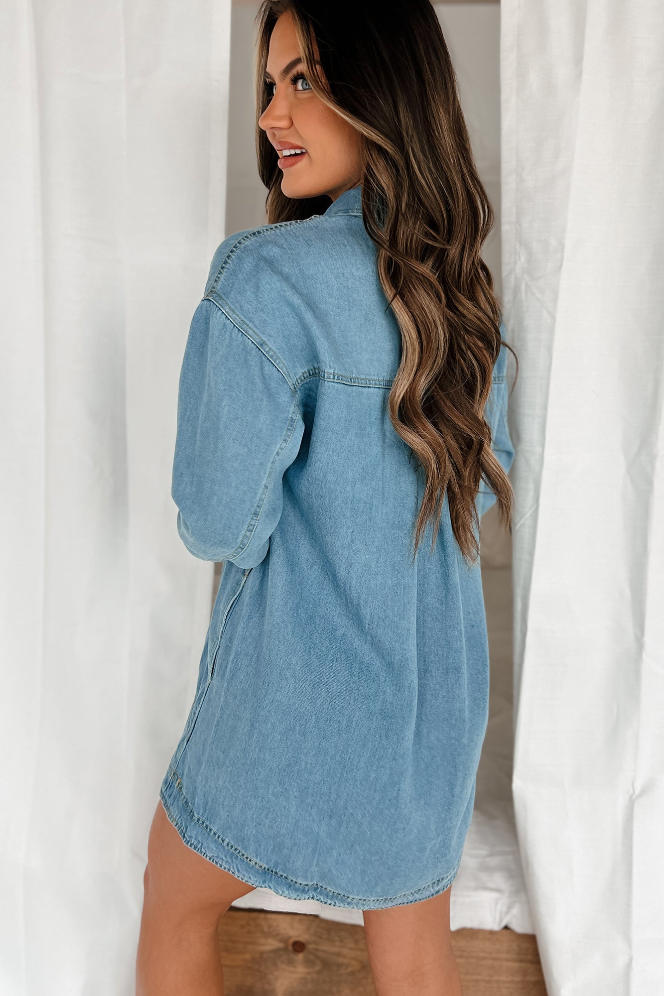The Perfect Time & Place Denim Shirt Dress (Denim)-The Formal Wear