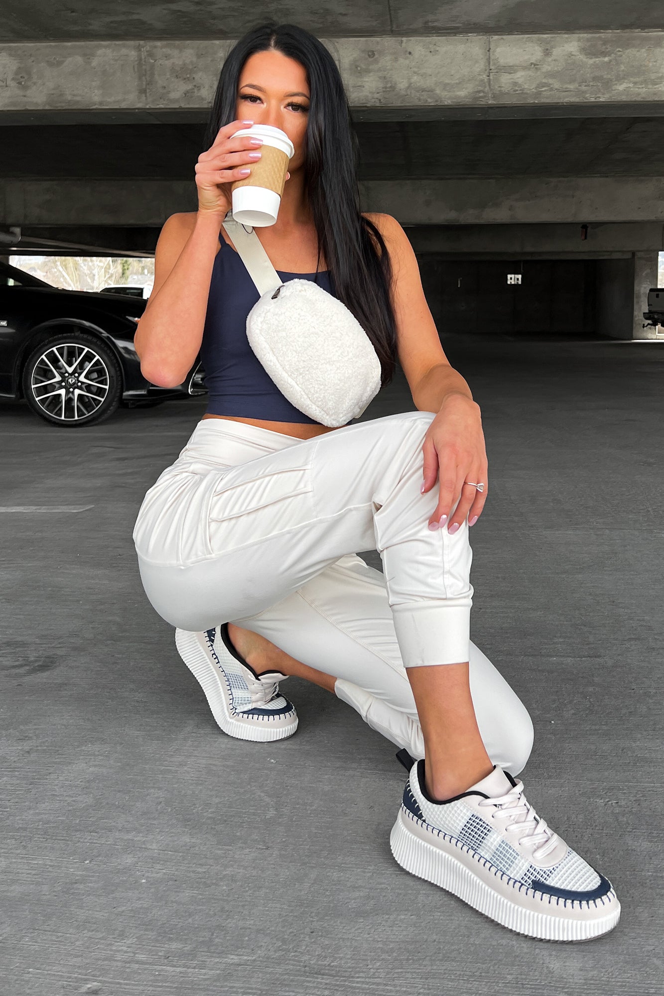Bestie For The Restie Butter Soft Side Pocket Joggers (White Pearl)-The Formal Wear