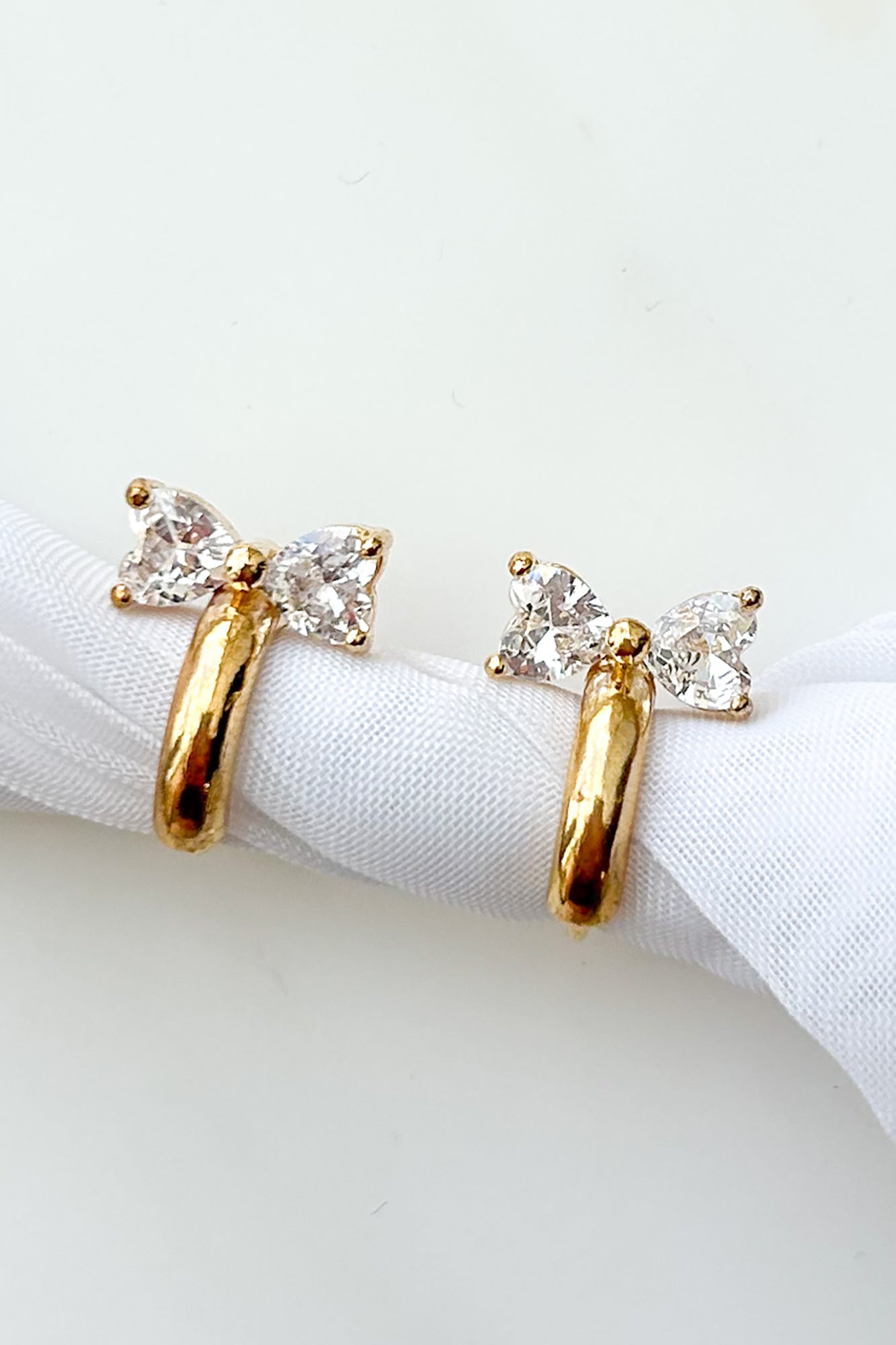 Coquette Cuties Rhinestone Huggie Hoops (Gold)-The Formal Wear