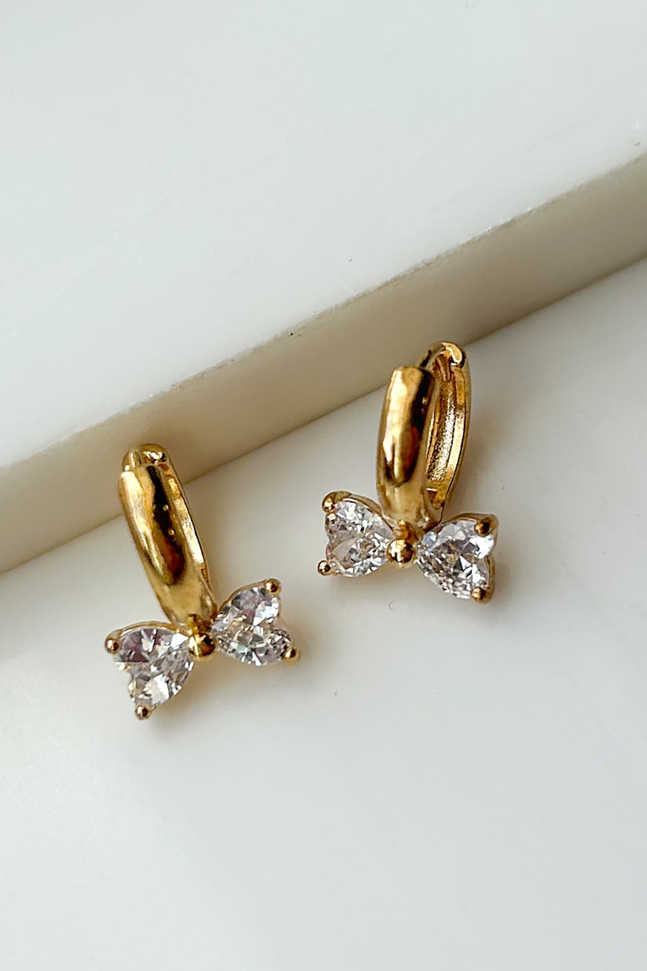 Coquette Cuties Rhinestone Huggie Hoops (Gold)-The Formal Wear