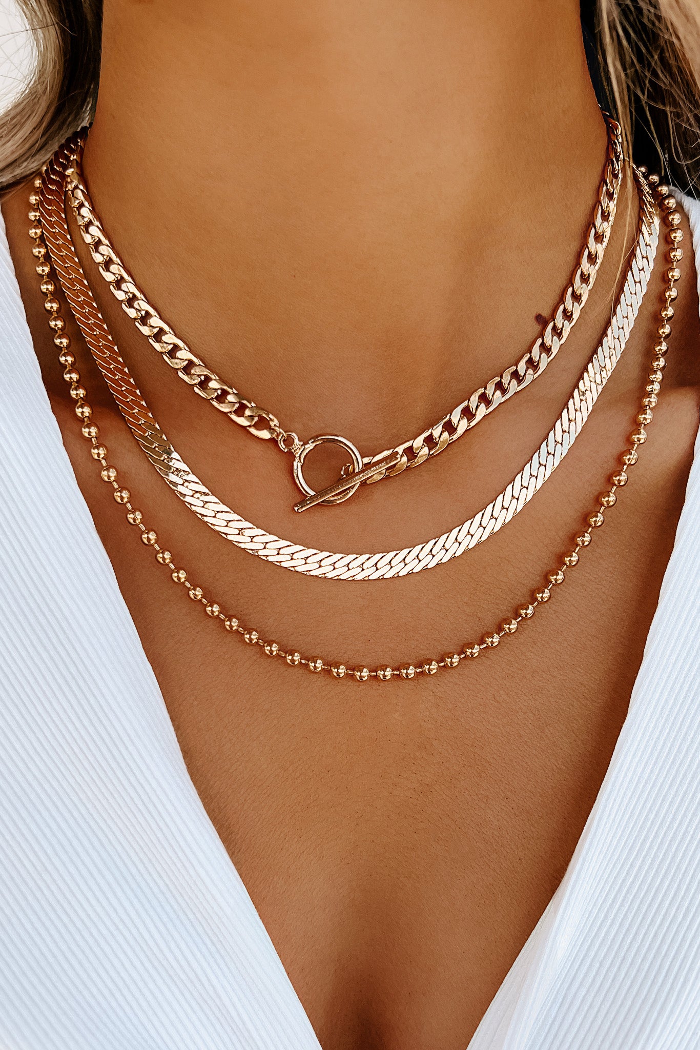 Mind Maker Necklace 3 Piece Set (Gold)-The Formal Wear