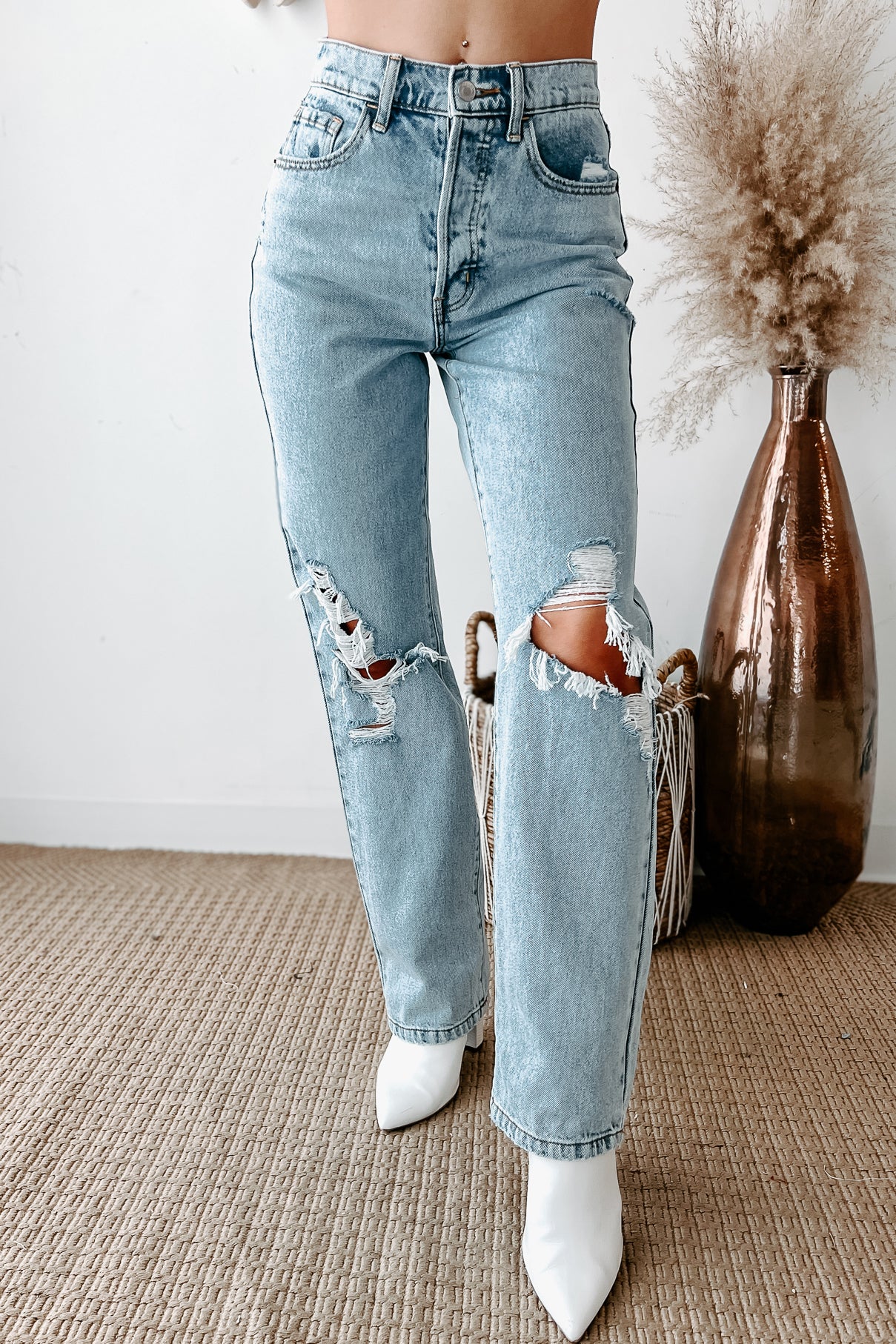 Not Your Dad's High Rise Cello Distressed Dad Jeans (Light)-The Formal Wear