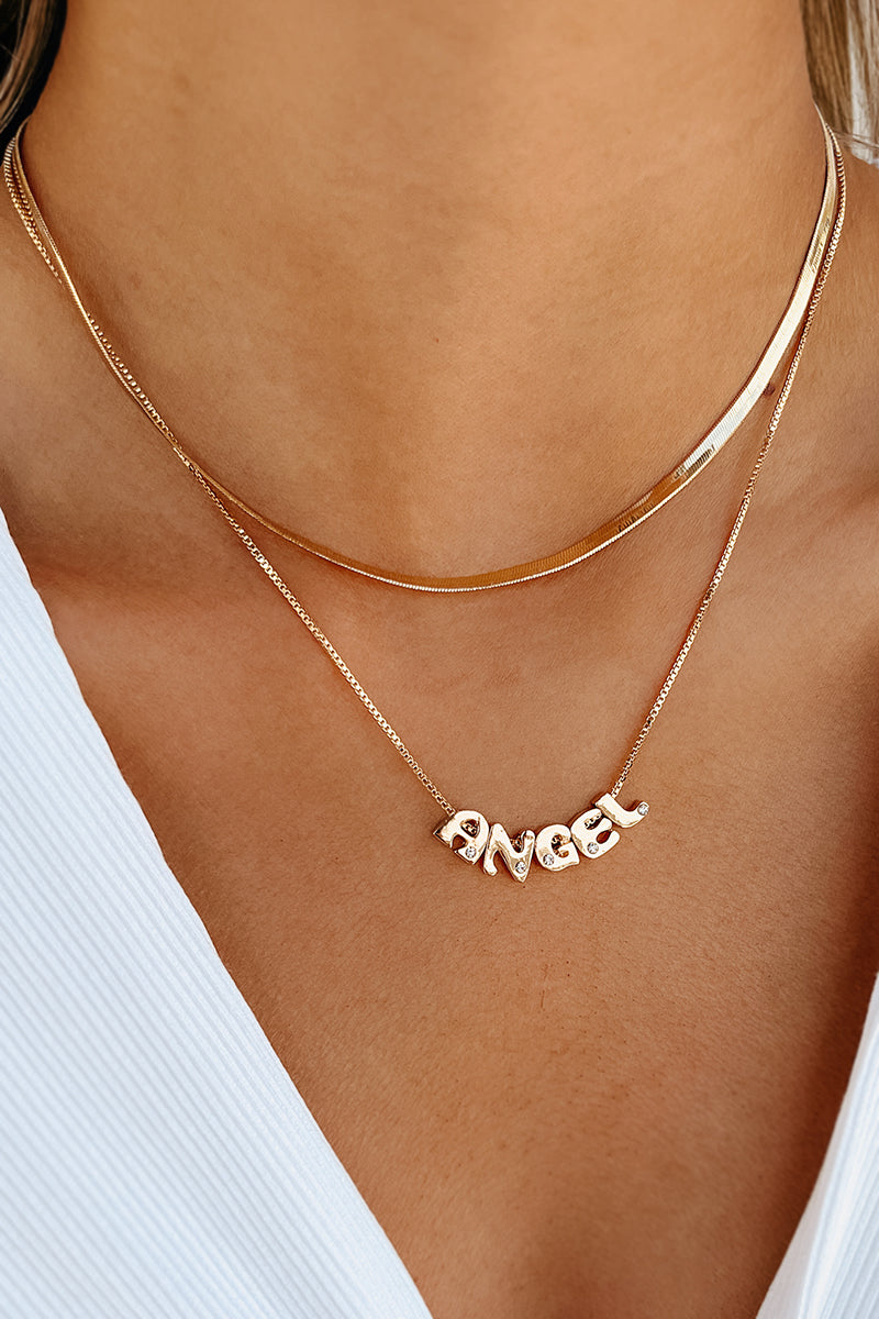 Oh So Angelic Necklace Set (Gold)-The Formal Wear