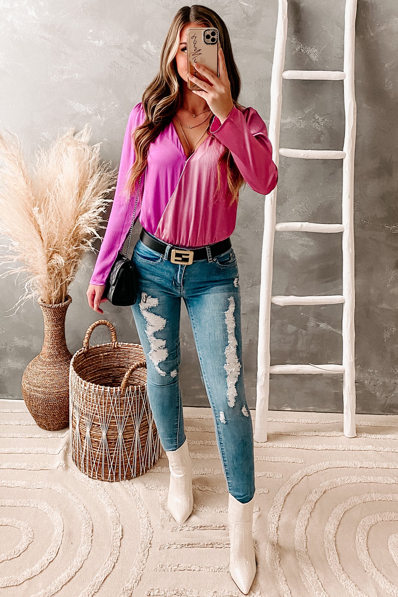 Nolen Double-Button Distressed Skinny YMI Jeans (Medium)-The Formal Wear