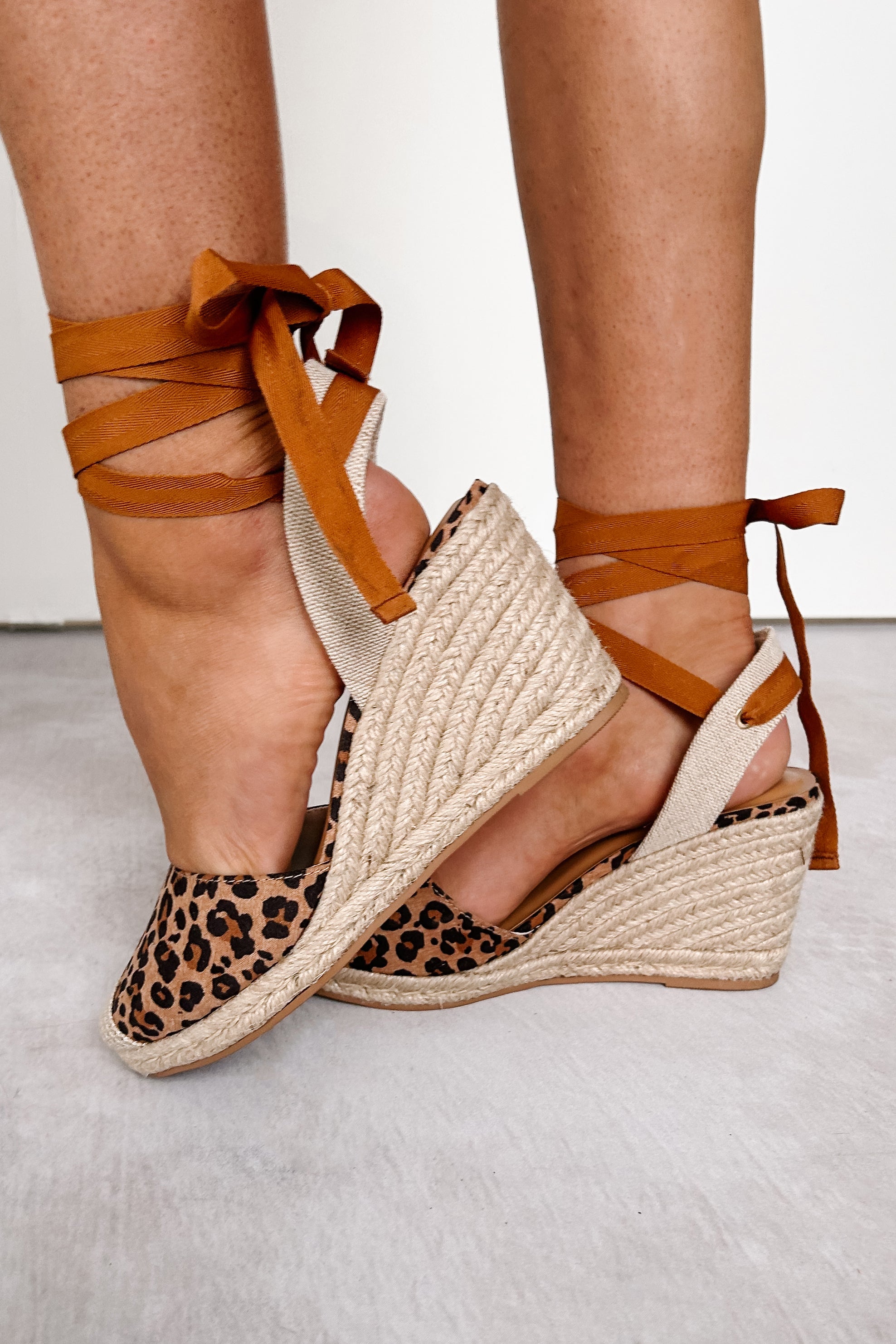Catch Me If You Can Ankle Tie Espadrille Wedge (Cheetah)-The Formal Wear
