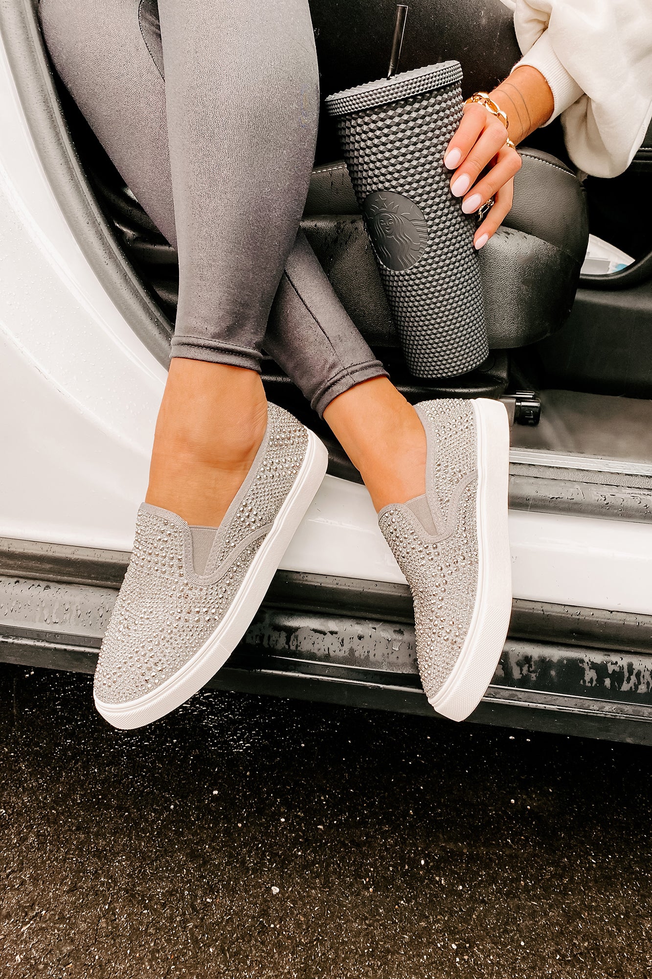 IMPERFECT Infinity Rhinestone Slip-On Sneakers (Pewter)-The Formal Wear