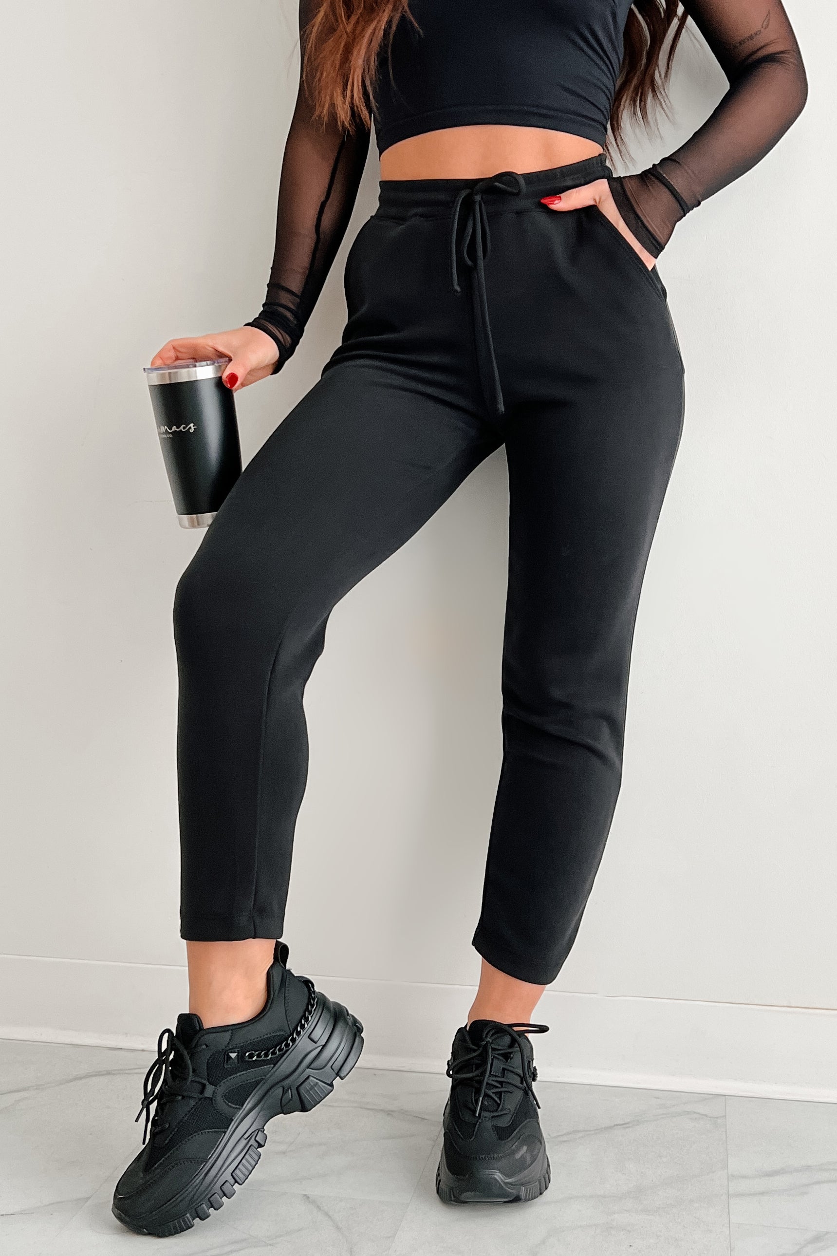 Mallory Buttery Soft Wasabi Mint Lounge Pants (Black)-The Formal Wear