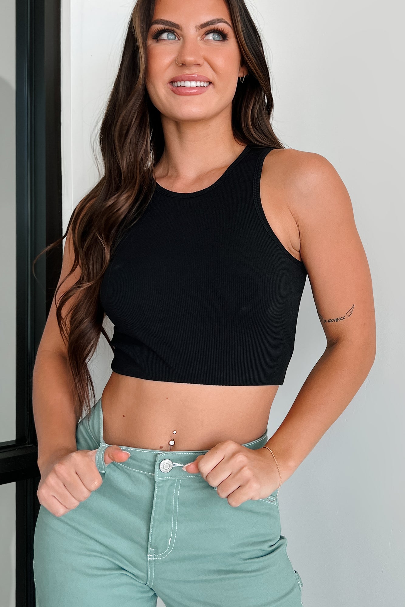 Aftershock Ribbed Brami Top (Black)-The Formal Wear