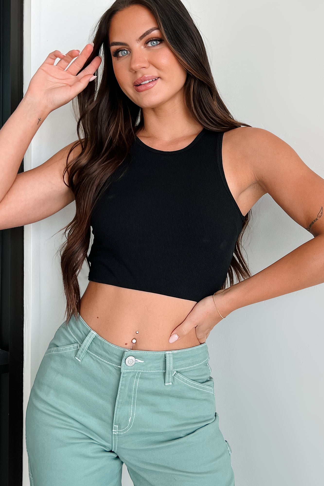 Aftershock Ribbed Brami Top (Black)-The Formal Wear