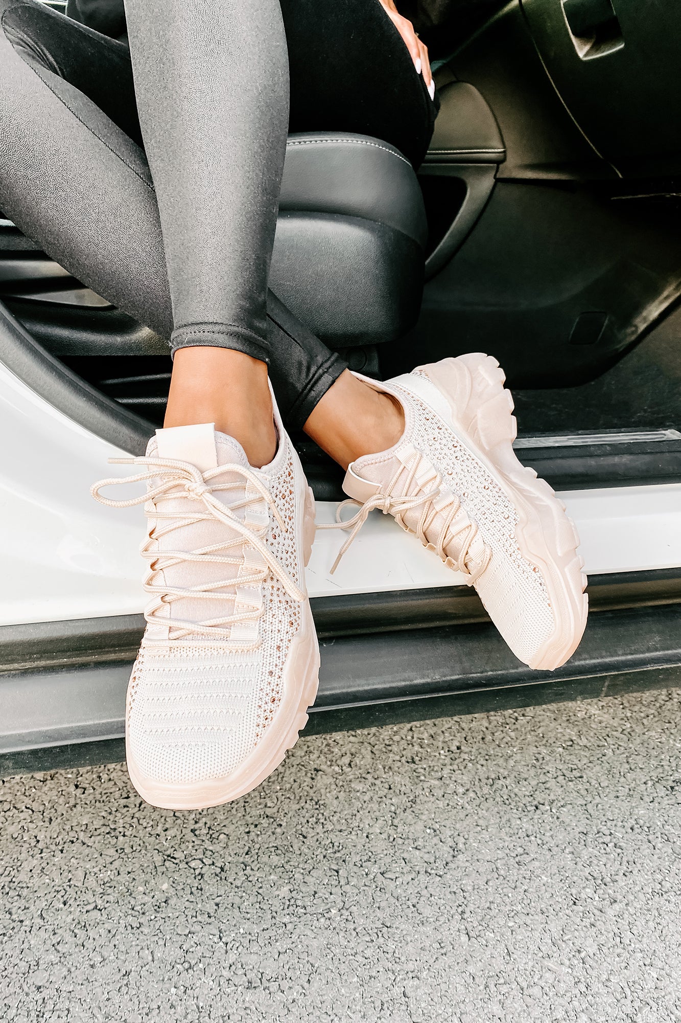 Touch Of Sparkle Chunky Rhinestone Sneakers (Rose Gold Rhinestone)-The Formal Wear