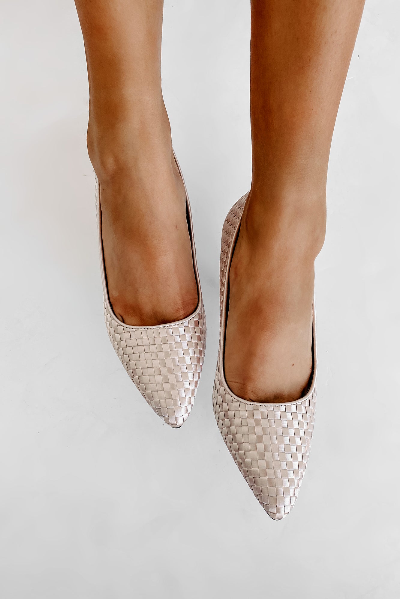 Part Of The Plan Woven Pointed Toe Pumps (Nude)-The Formal Wear