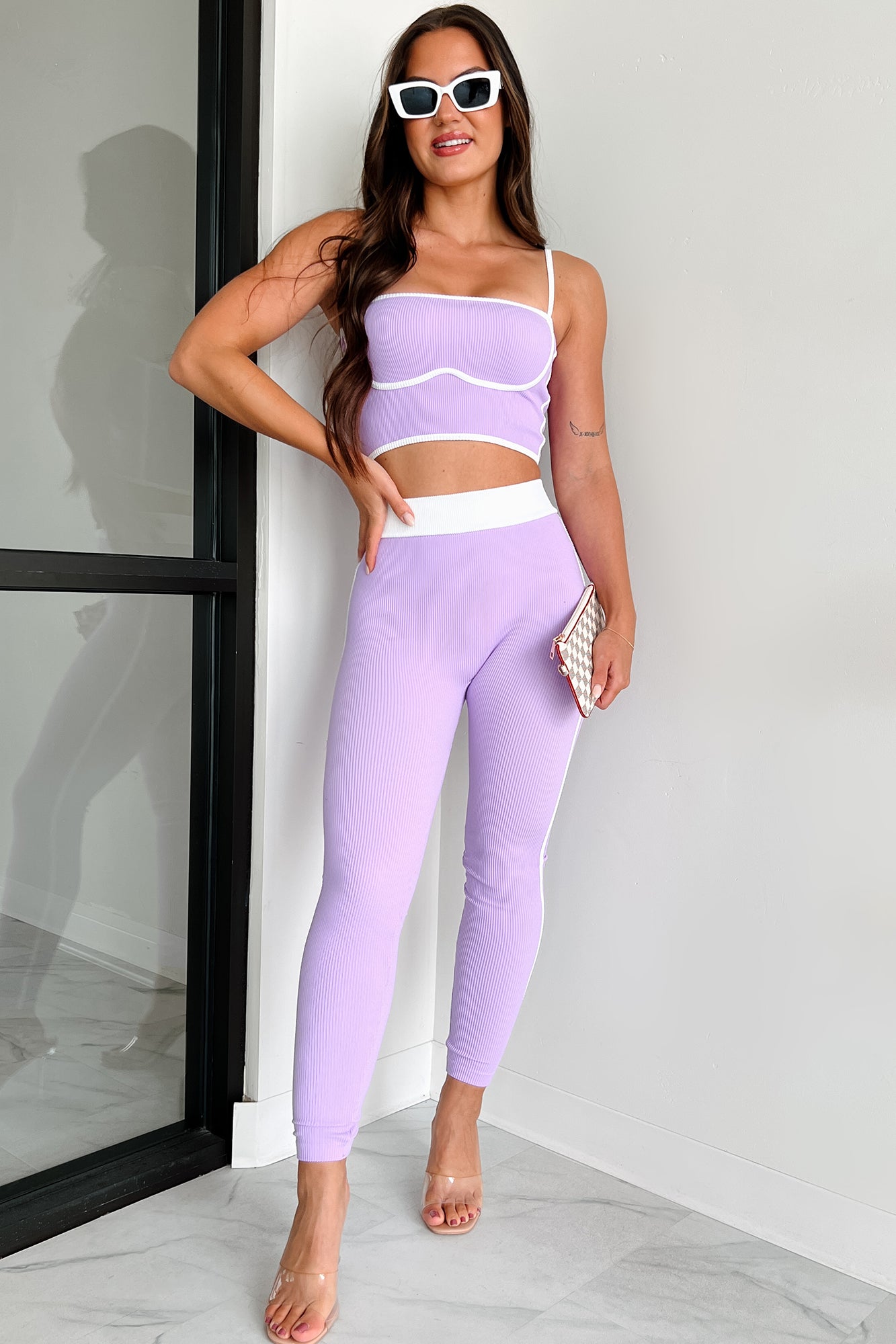 Elevate Your Game Ribbed Athleisure Set (Lavender)-The Formal Wear
