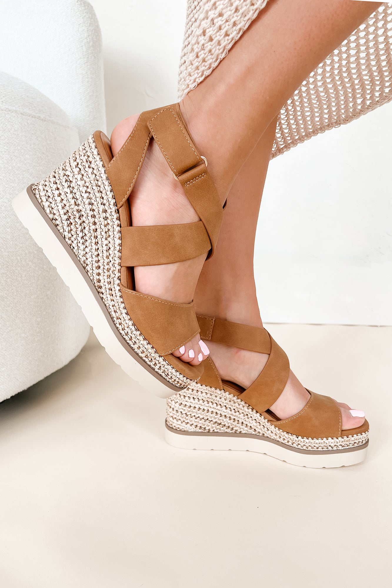 Choice Words Platform Wedge Heeled Sandals (Tan)-The Formal Wear