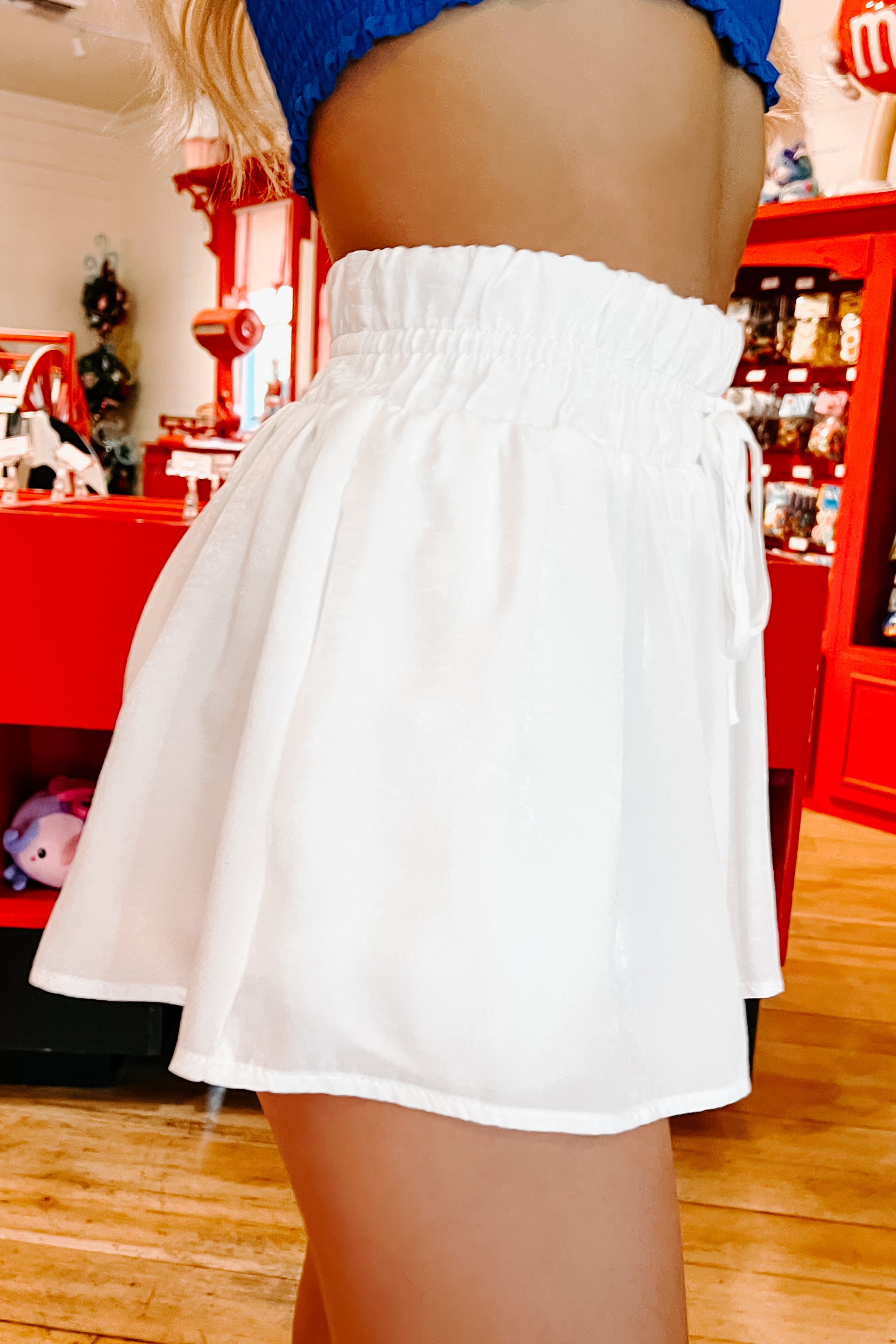 Spreading Joy Satin Elastic Waist Shorts (Off White)-The Formal Wear