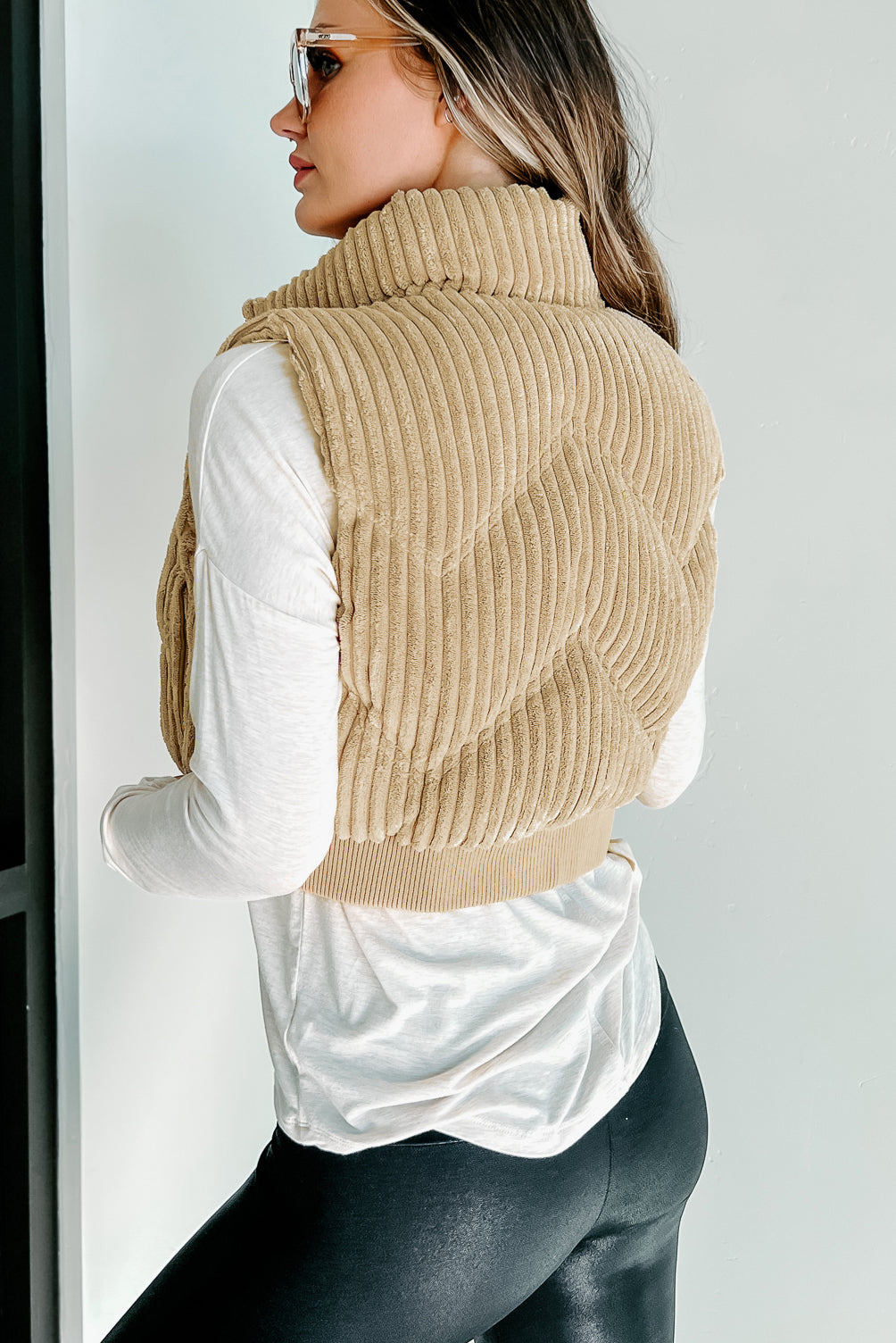 Way Up North Ribbed Puffer Vest (Tan)-The Formal Wear