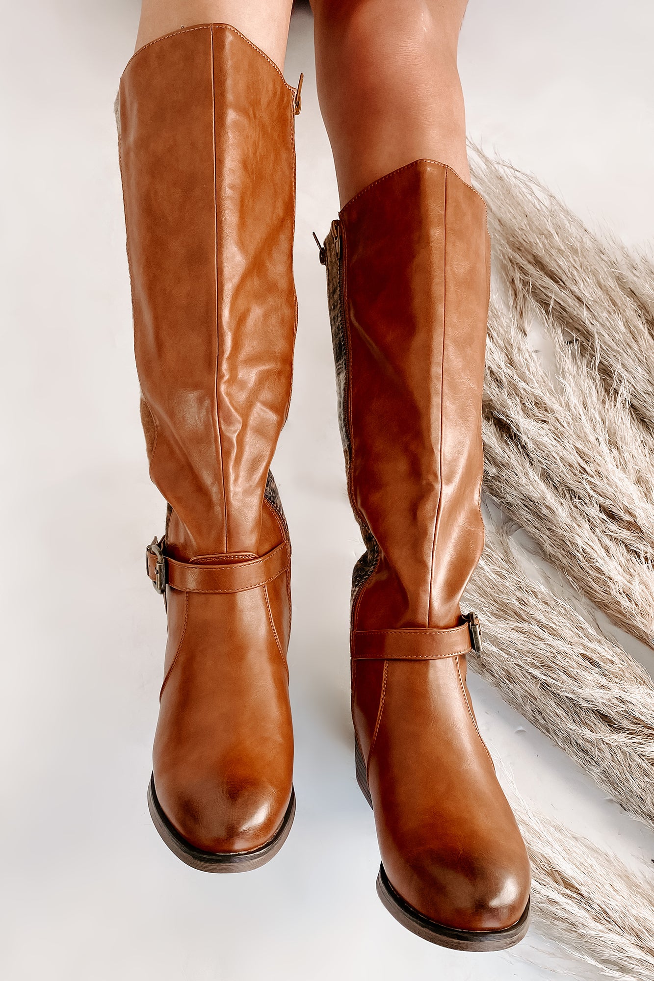 IMPERFECT Master Of The Hunt Plaid Knee High Boots (Tan)-The Formal Wear