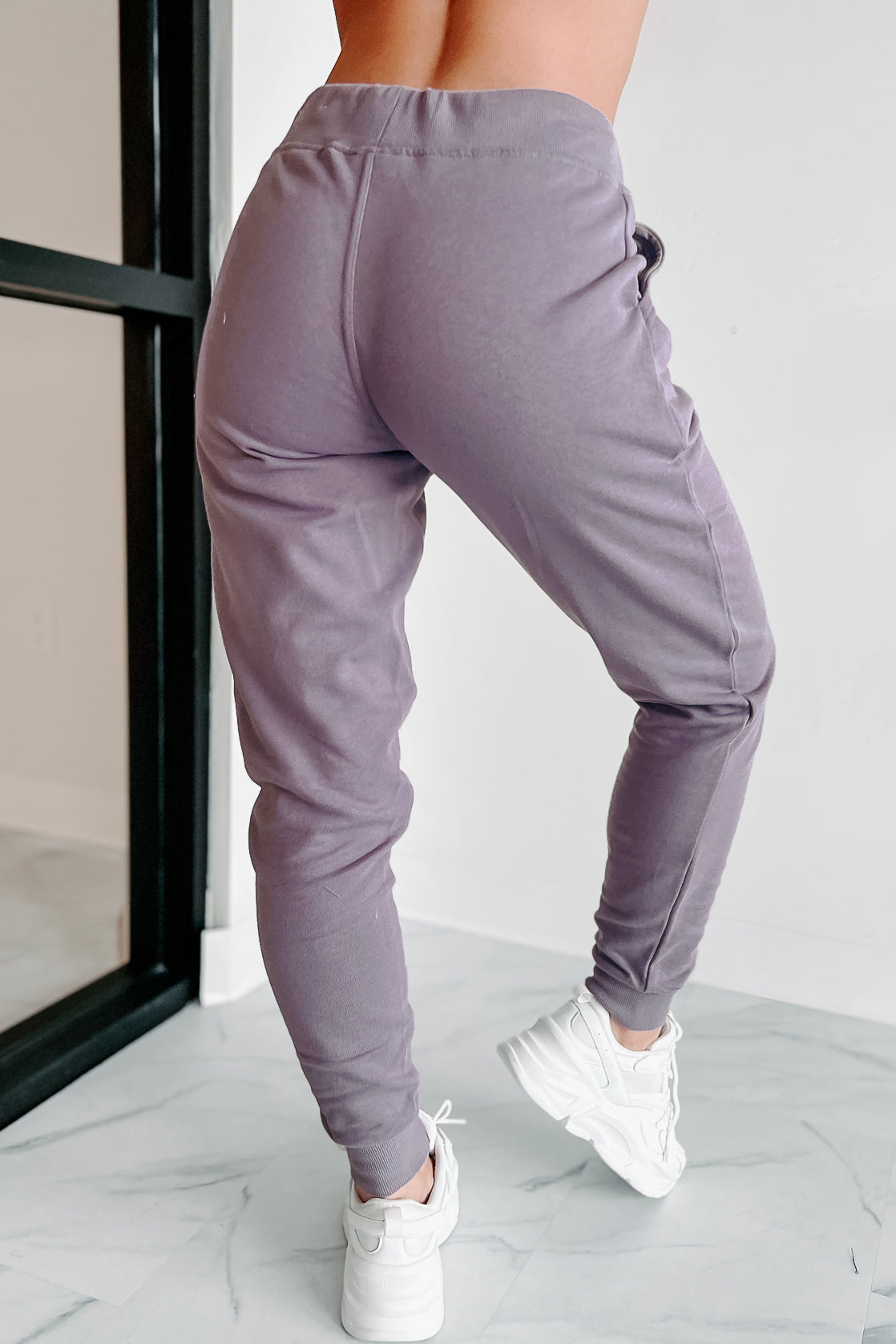 Comfortably Cool Zip-Front Crop Hoodie & Jogger Set (Dusty Purple)-The Formal Wear