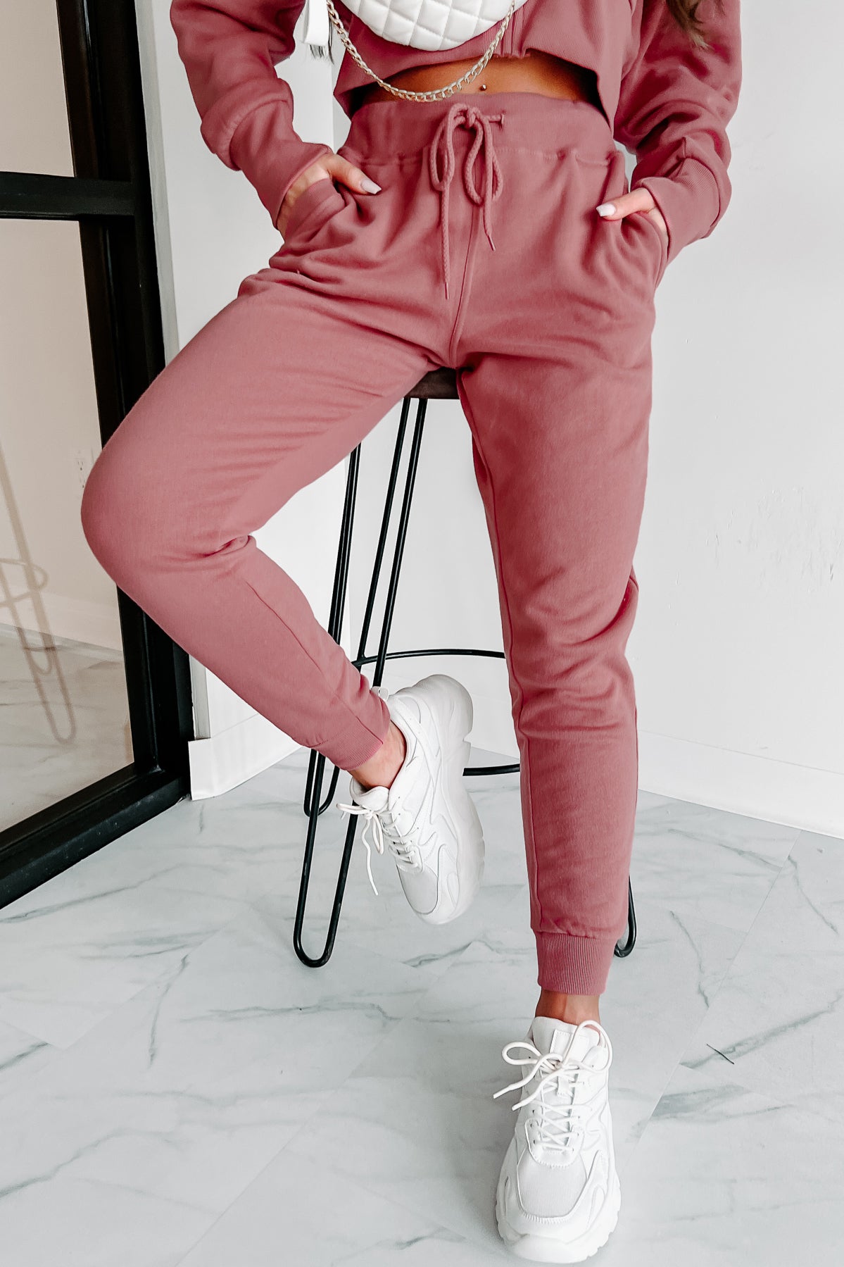 Dynamic Duo Fleece Zip-Up Hoodie & Jogger Set (Begonia Pink)-The Formal Wear