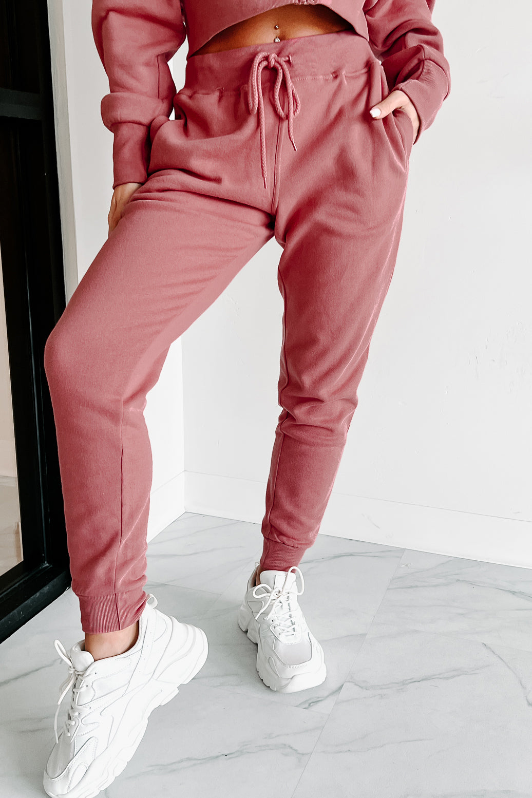 Dynamic Duo Fleece Zip-Up Hoodie & Jogger Set (Begonia Pink)-The Formal Wear