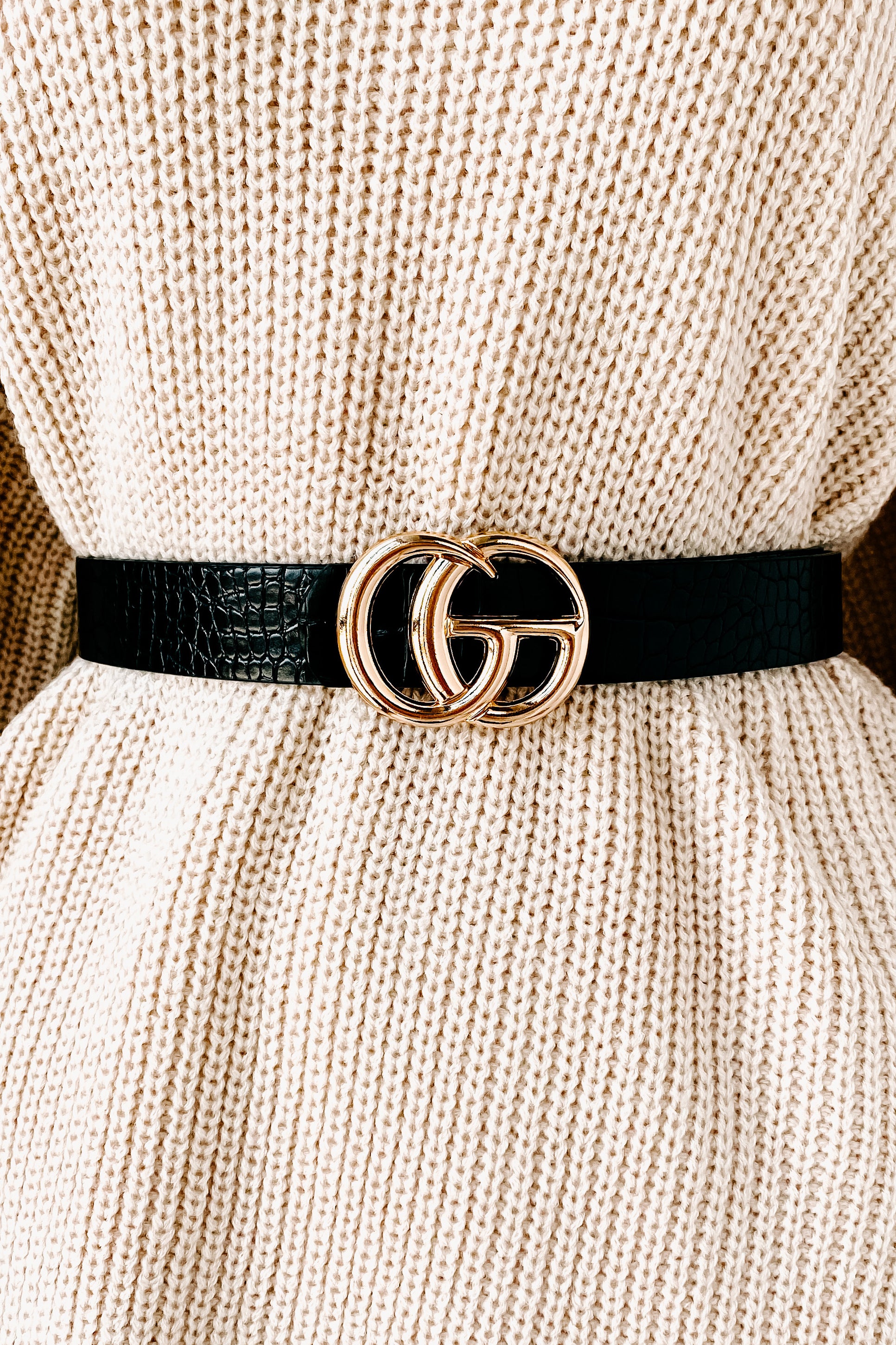 You Better Notice Me Snake Textured Belt (Black)-The Formal Wear