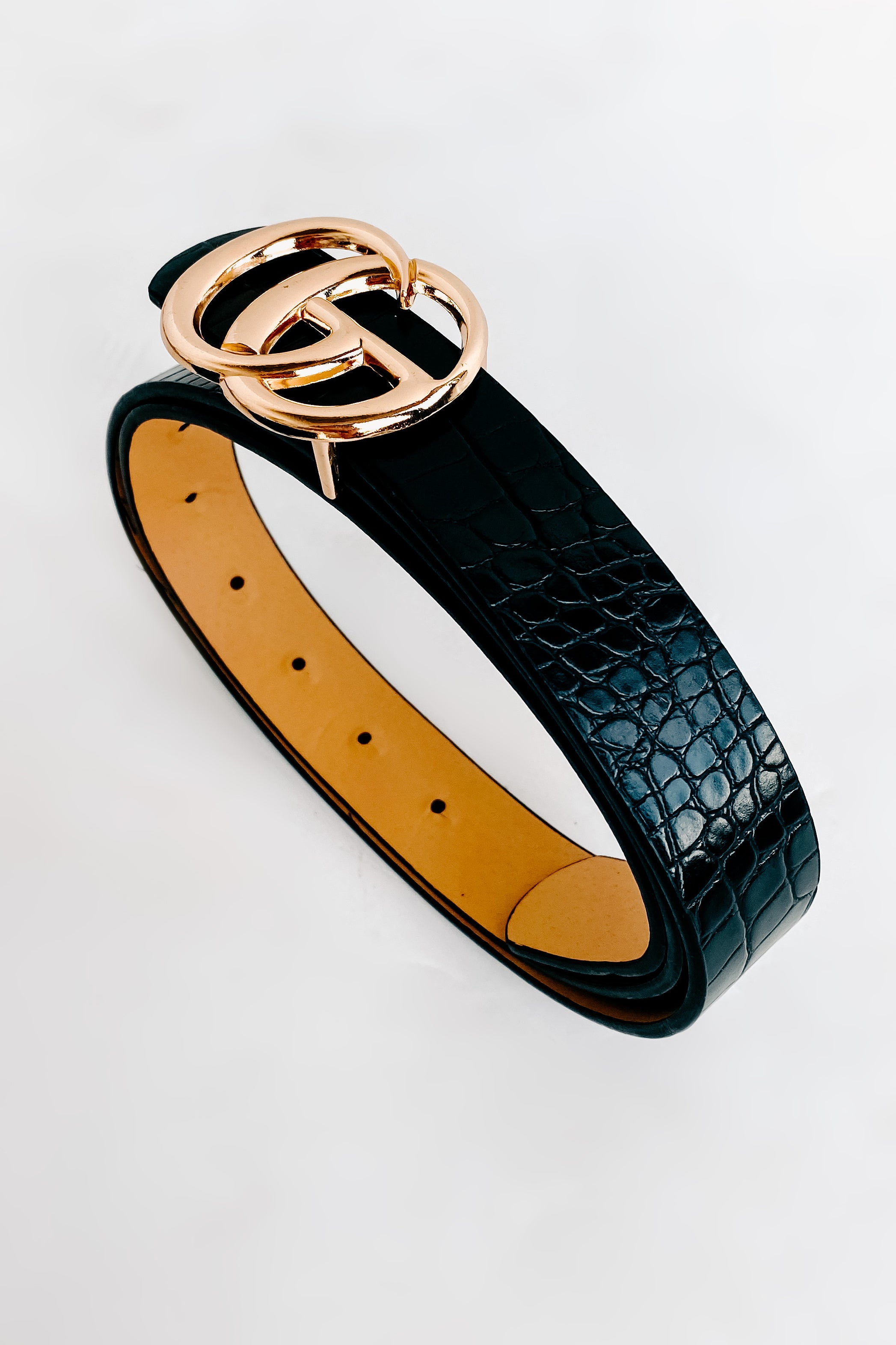 You Better Notice Me Snake Textured Belt (Black)-The Formal Wear
