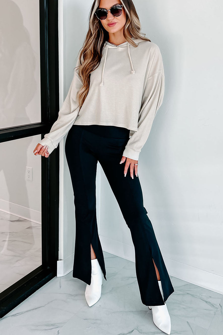 Do What You Want Split Hem Leggings (Black)-The Formal Wear